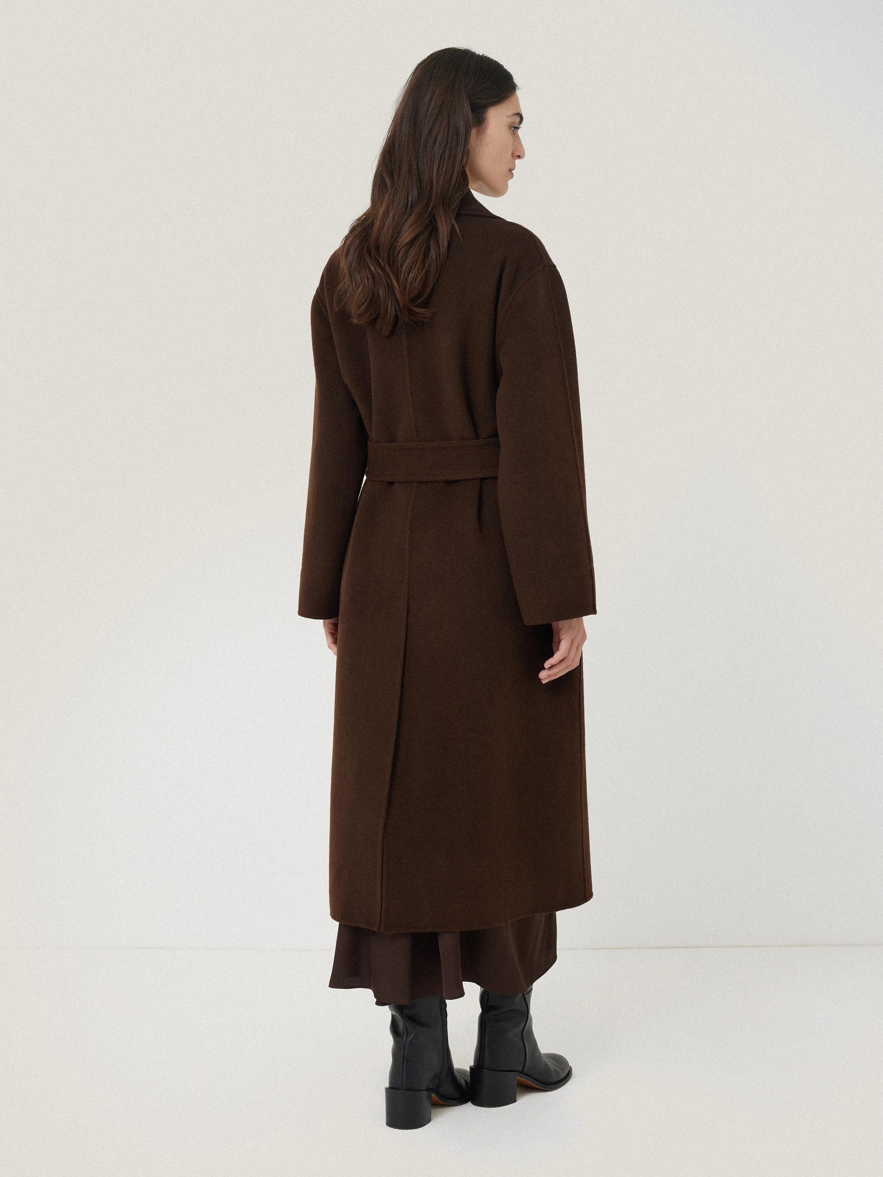 Double Faced Cocoon Wrap Coat | Chocolate sold by Jigsaw product image thumbnail 5