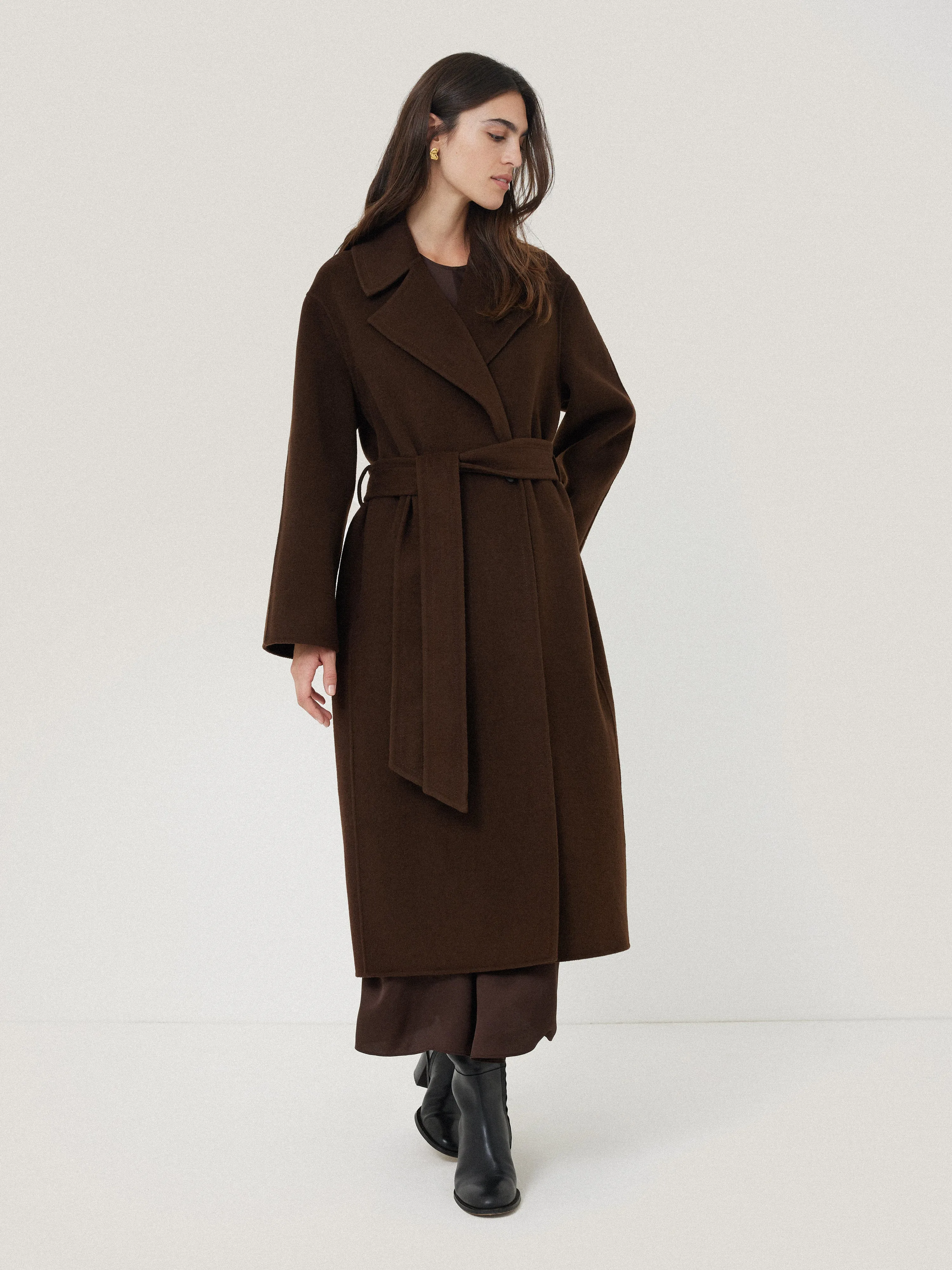 Double Faced Cocoon Wrap Coat | Chocolate sold by Jigsaw product image thumbnail 2