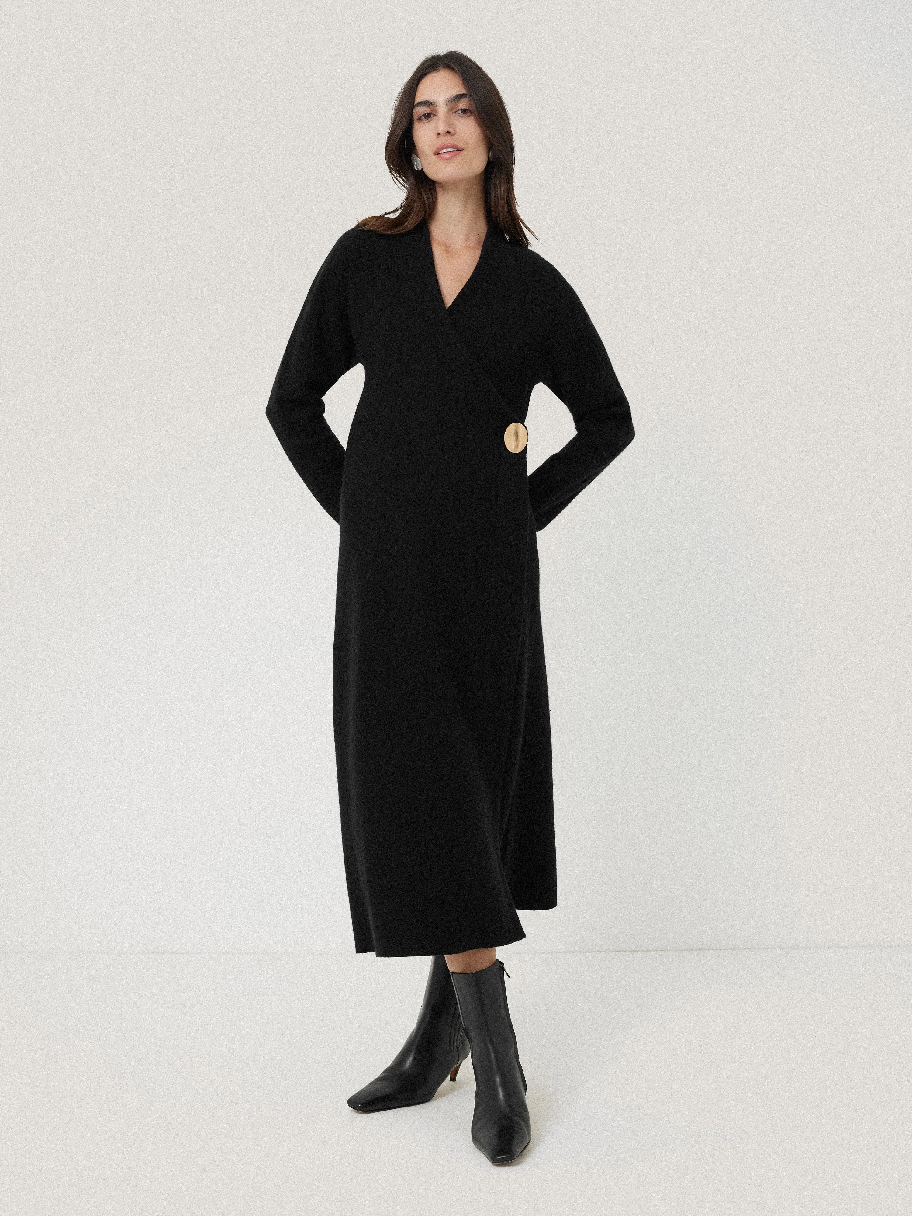 Boiled Wool Blend Disc Dress | Black sold by Jigsaw product image thumbnail 3