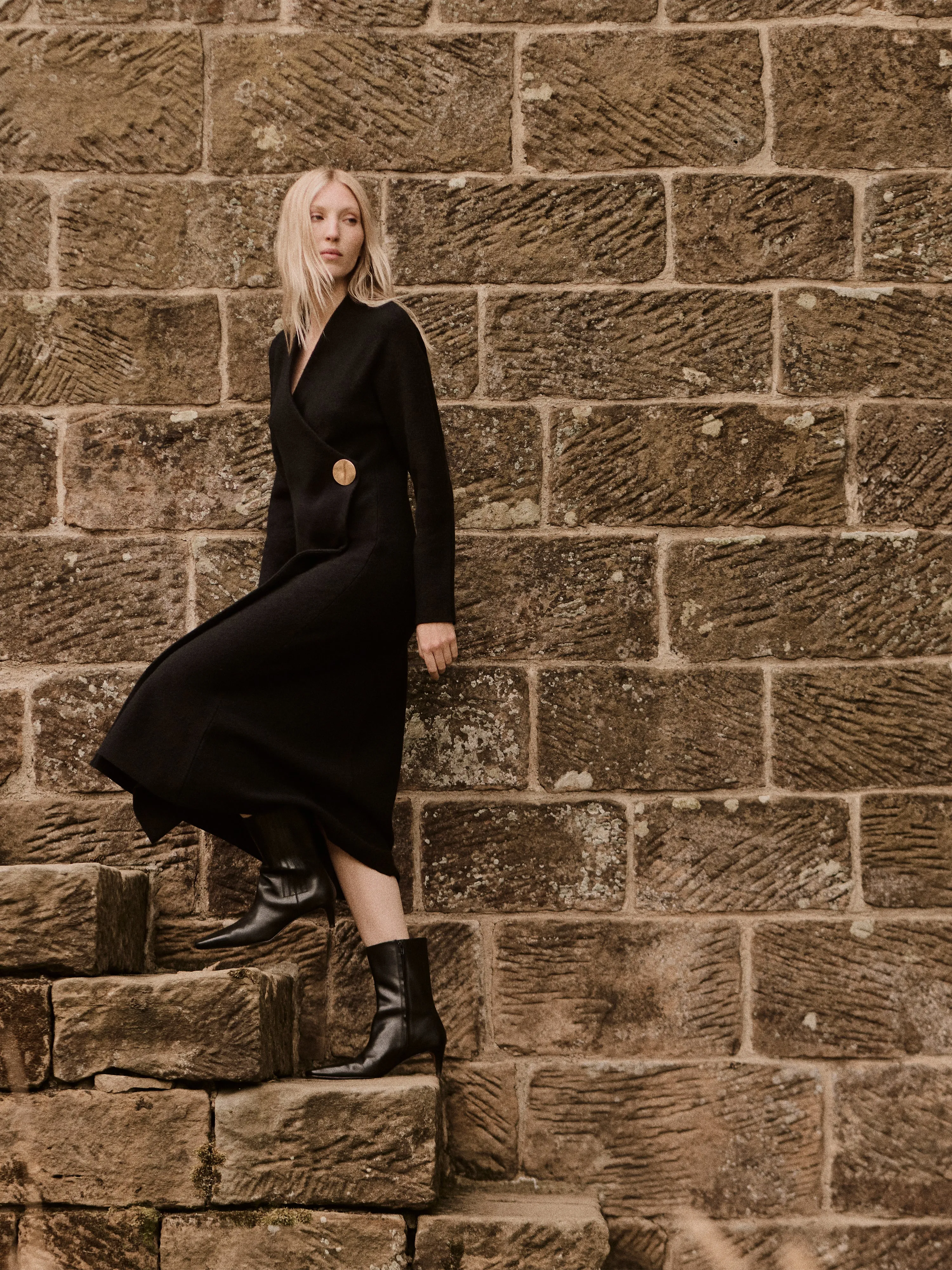 Boiled Wool Blend Disc Dress | Black sold by Jigsaw