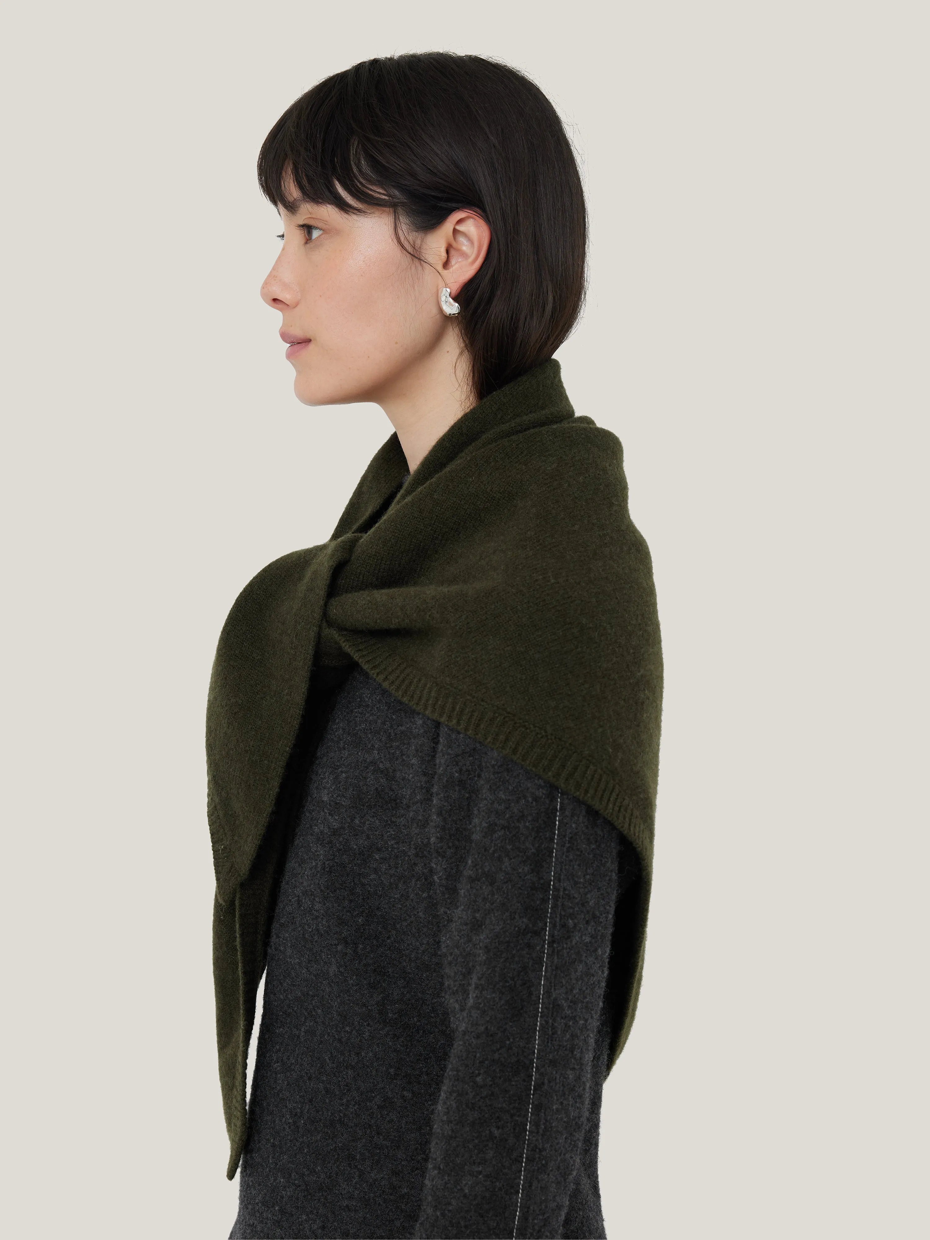 Triangle Knitted Scarf | Dark Green sold by Jigsaw product image thumbnail 3