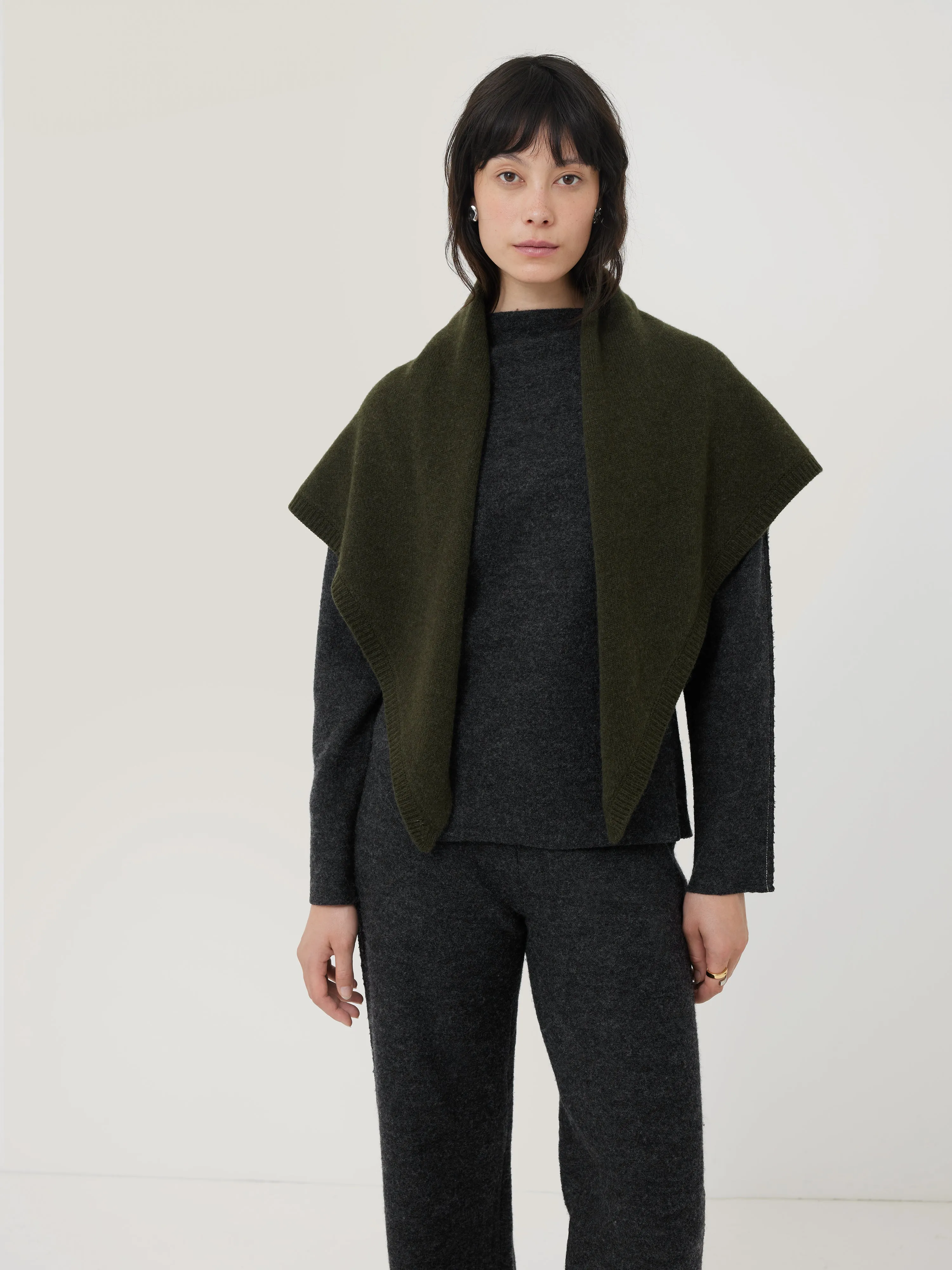 Triangle Knitted Scarf | Dark Green sold by Jigsaw product image thumbnail 2