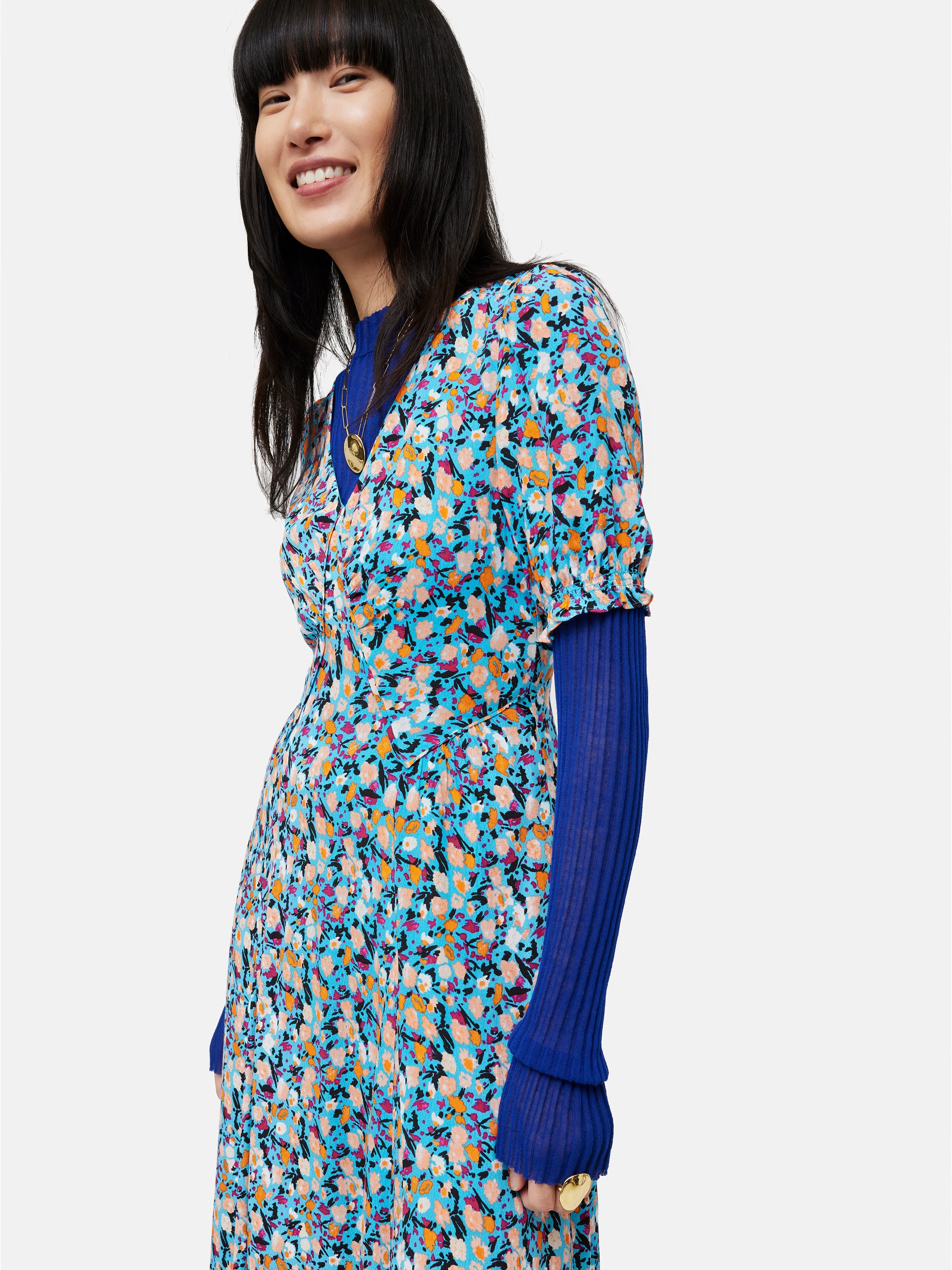 Carnation Midi Tea Dress | Blue sold by Jigsaw product image thumbnail 5