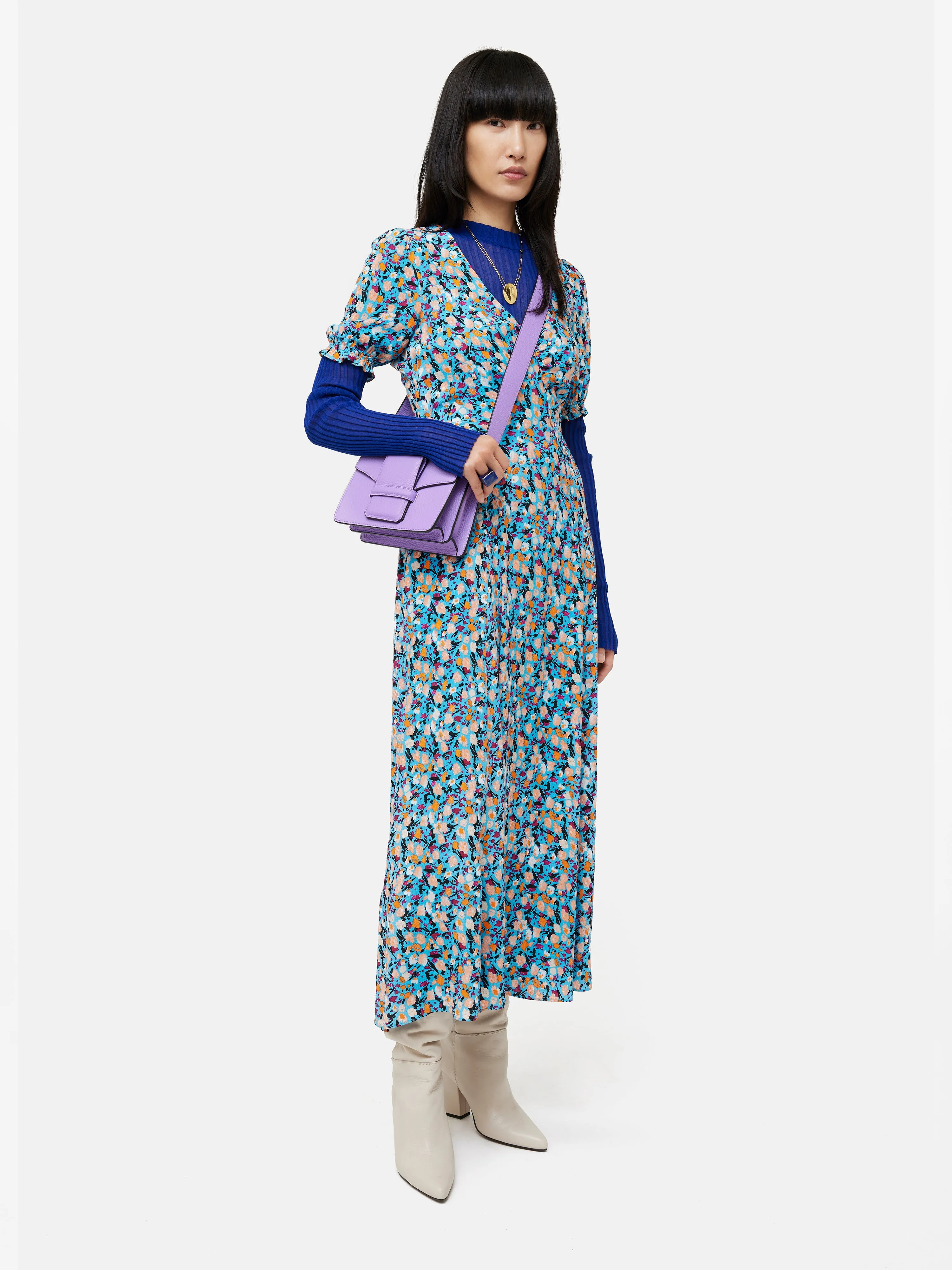 Carnation Midi Tea Dress | Blue sold by Jigsaw product image thumbnail 3