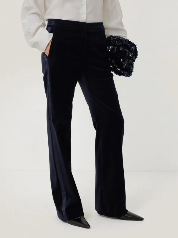 Mason Velvet Trouser | Navy sold by Jigsaw