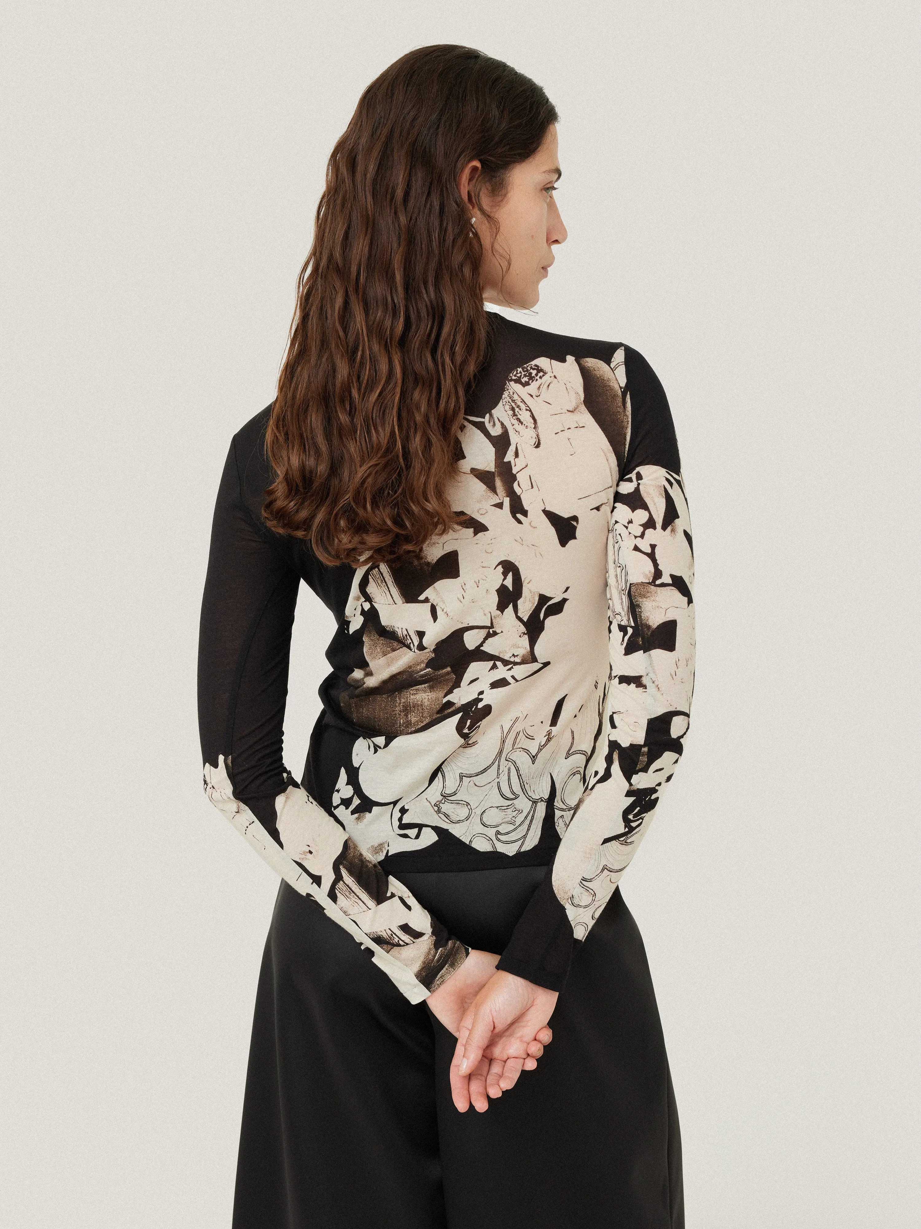 Collage Print Long Sleeve Top | Black sold by Jigsaw product image thumbnail 5