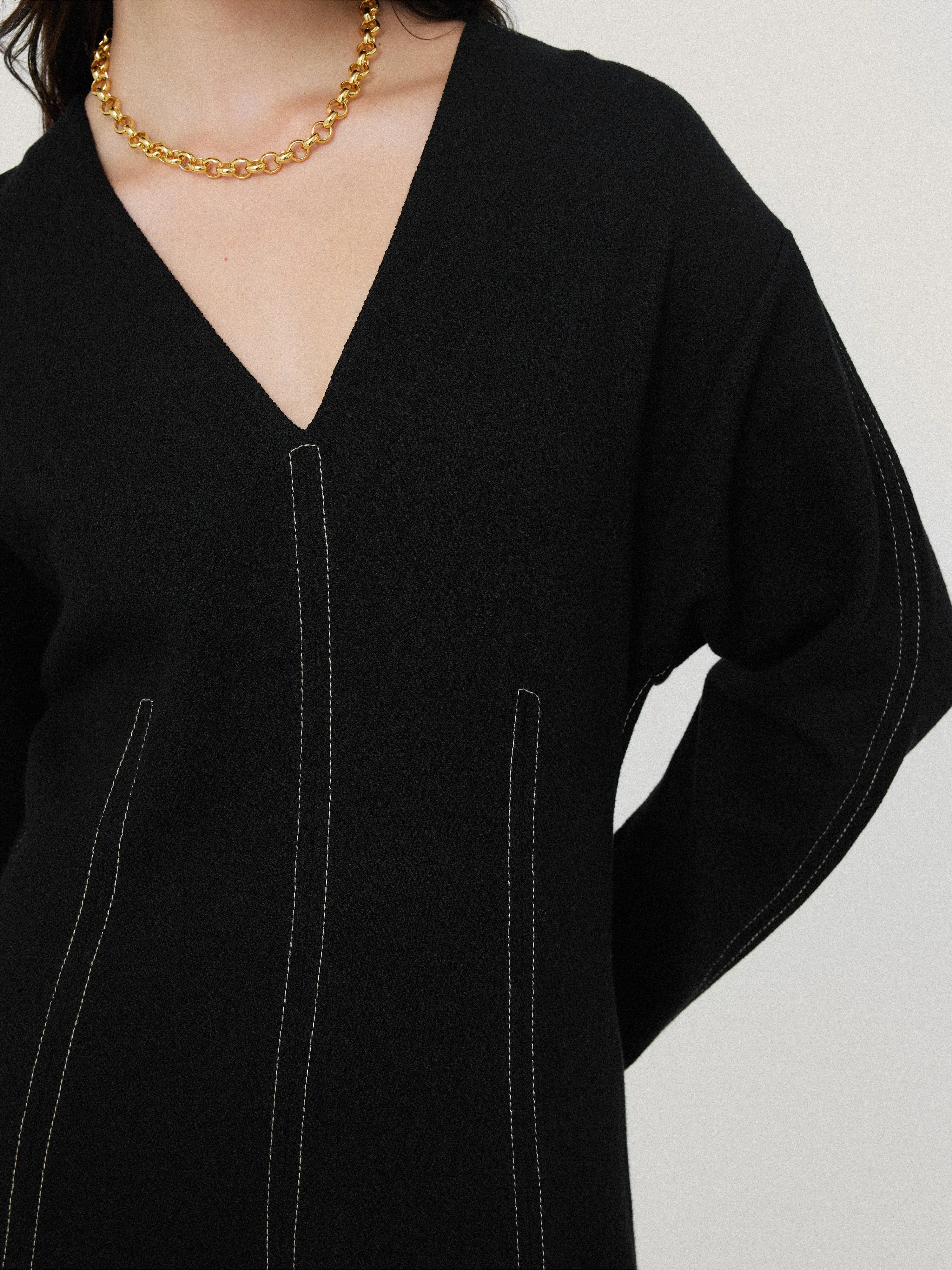 Batwing Stitched Dress | Black sold by Jigsaw product image thumbnail 3