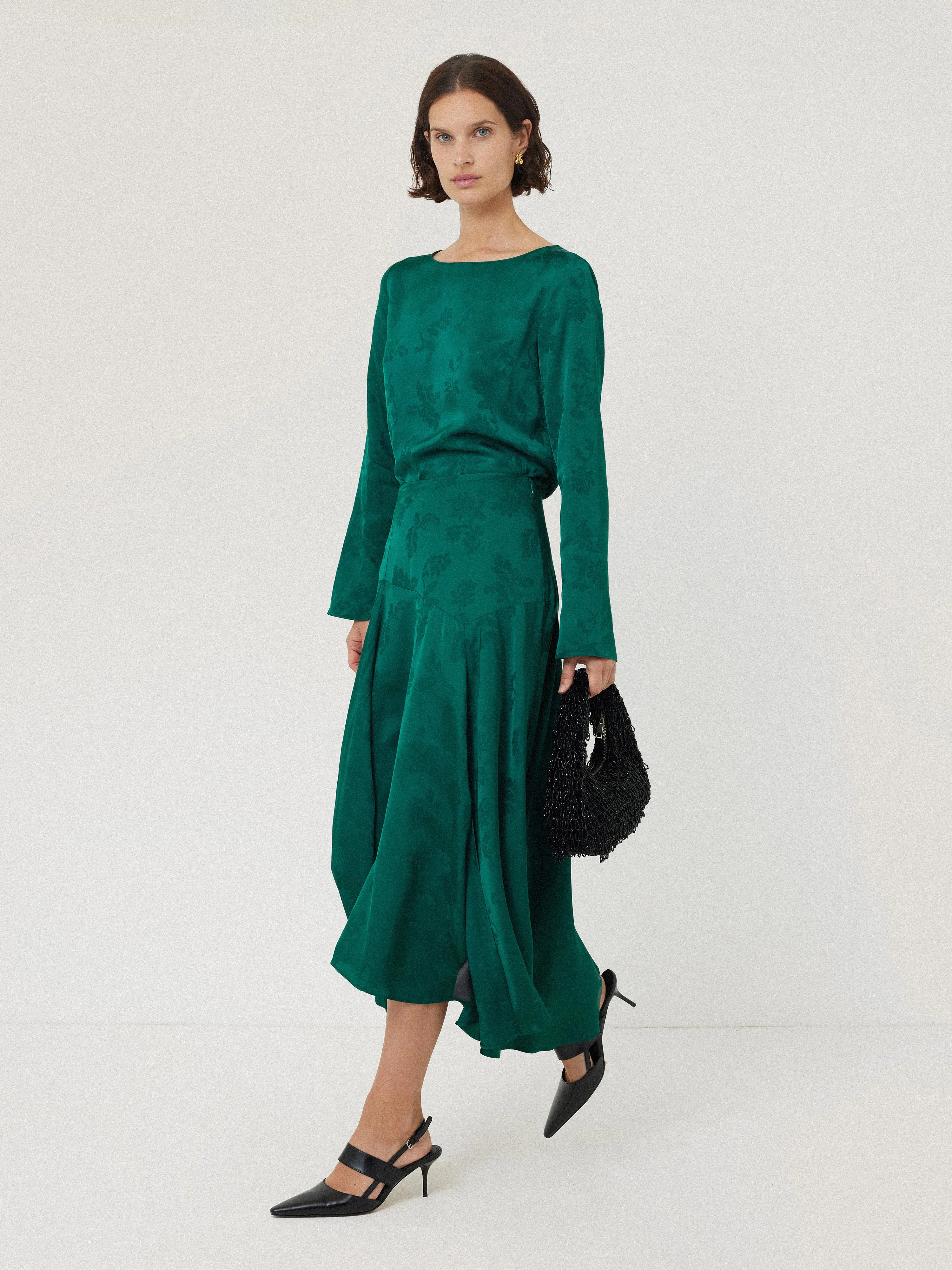 Floral Jacquard Midi Skirt | Green sold by Jigsaw product image thumbnail 3