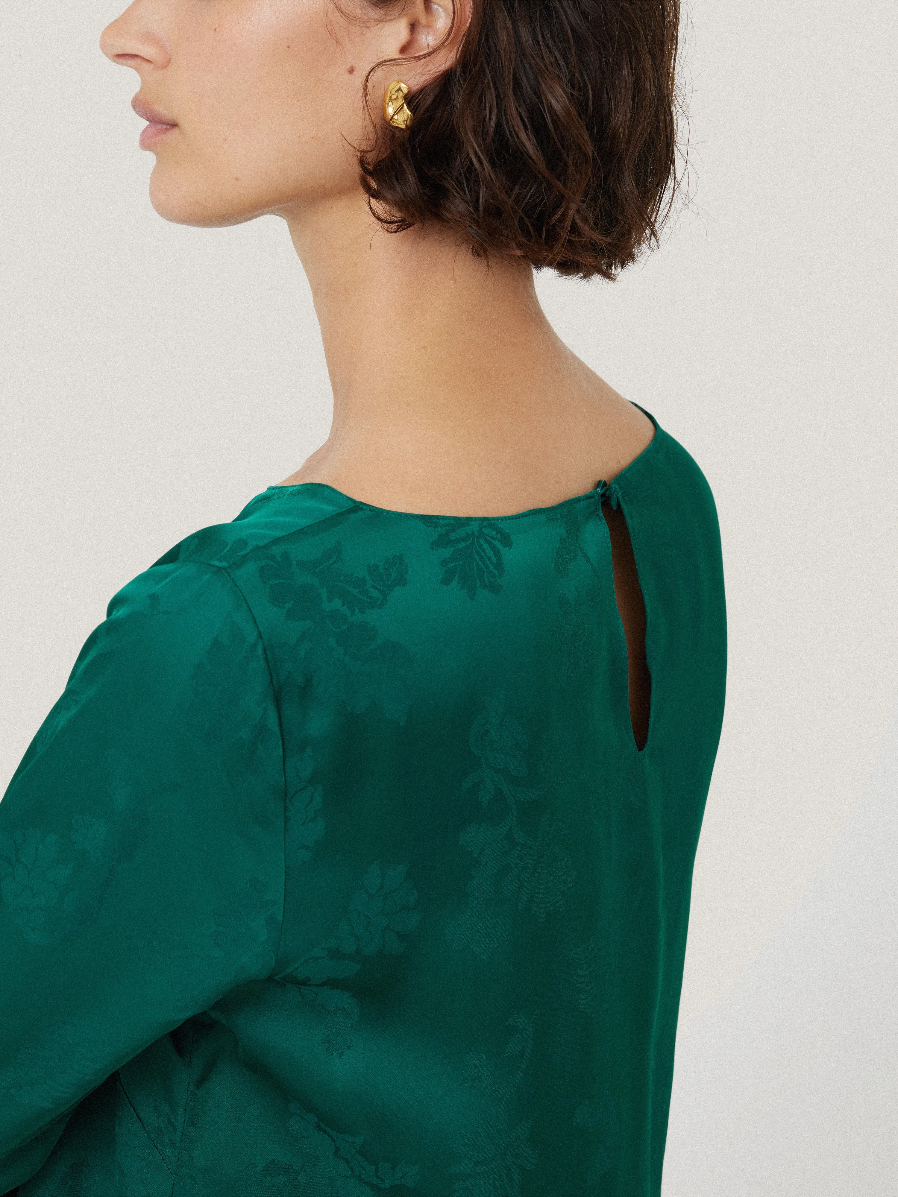Floral Jacquard Boat Neck Top | Green sold by Jigsaw product image thumbnail 3