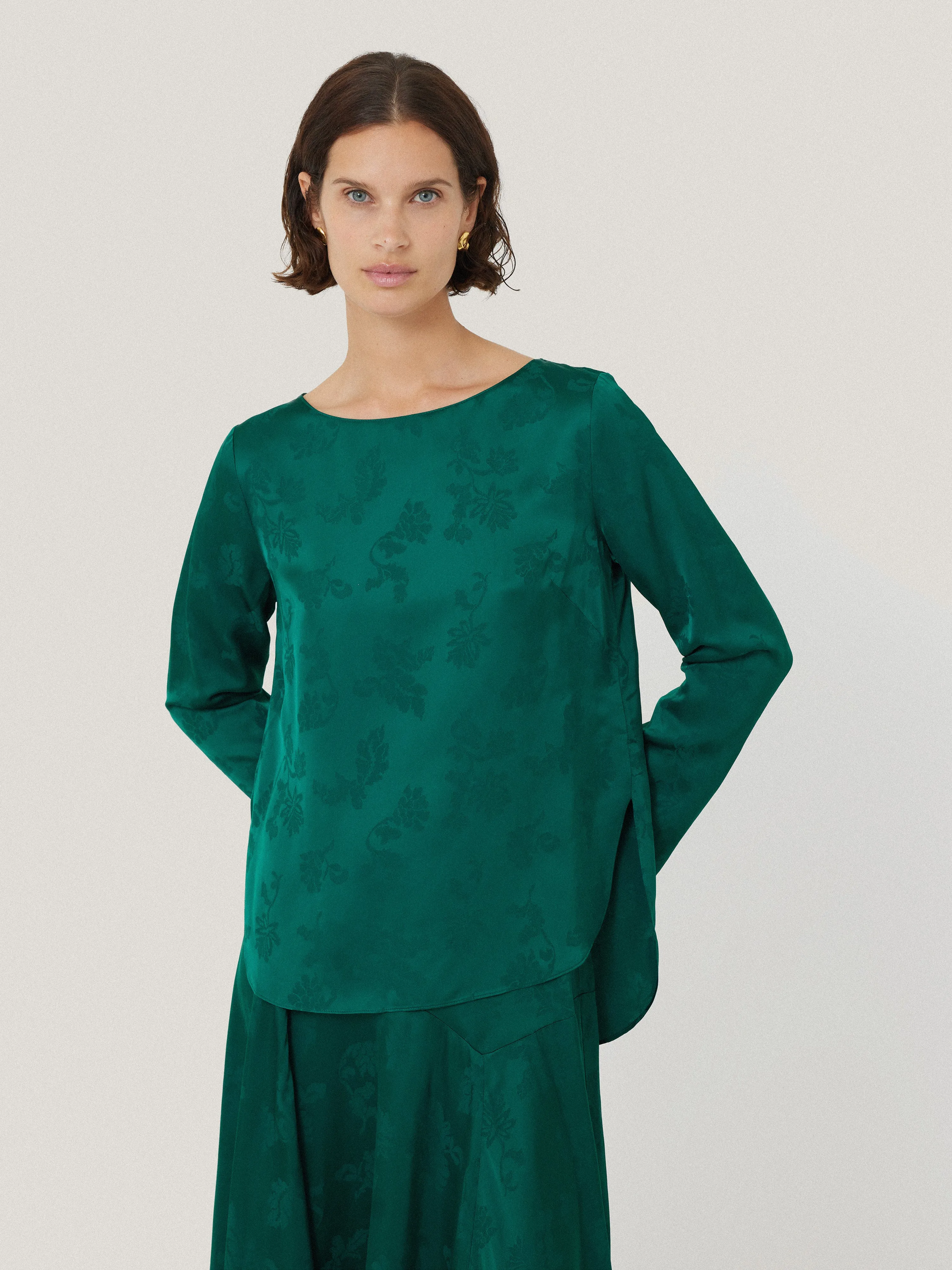 Floral Jacquard Boat Neck Top | Green sold by Jigsaw product image thumbnail 2