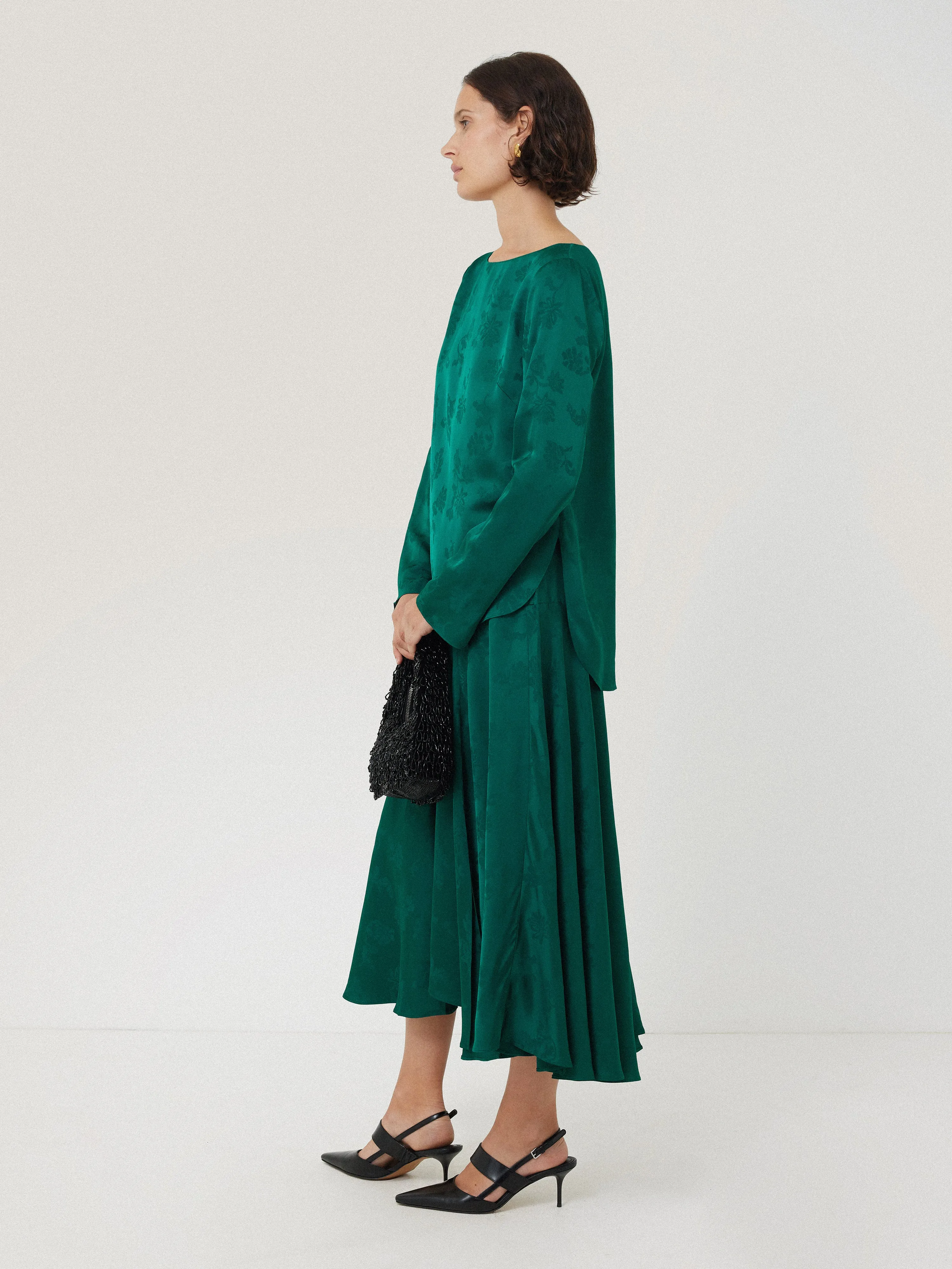 Floral Jacquard Boat Neck Top | Green sold by Jigsaw product image thumbnail 4