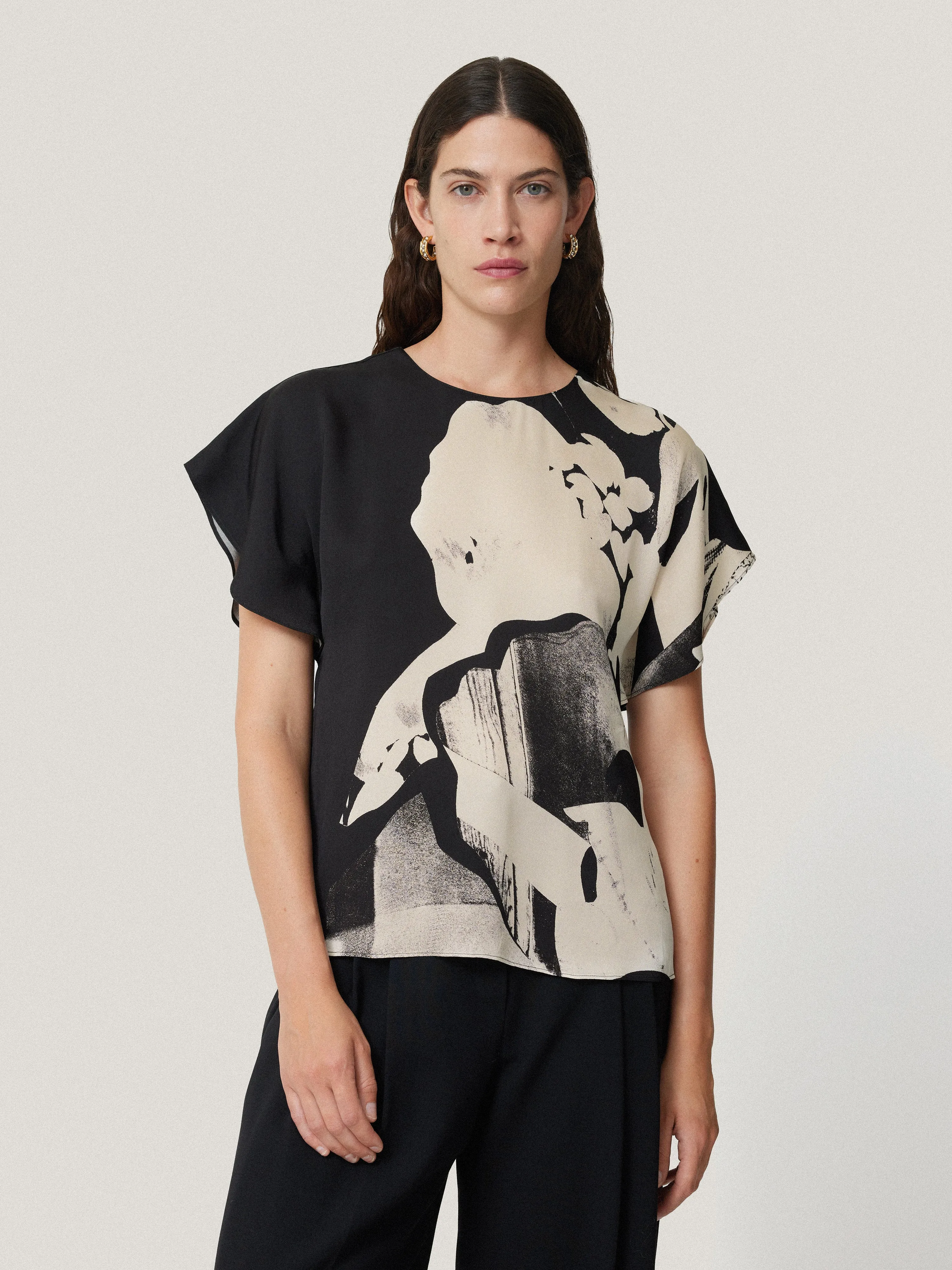 Mono Collage Drape Top | Monochrome sold by Jigsaw