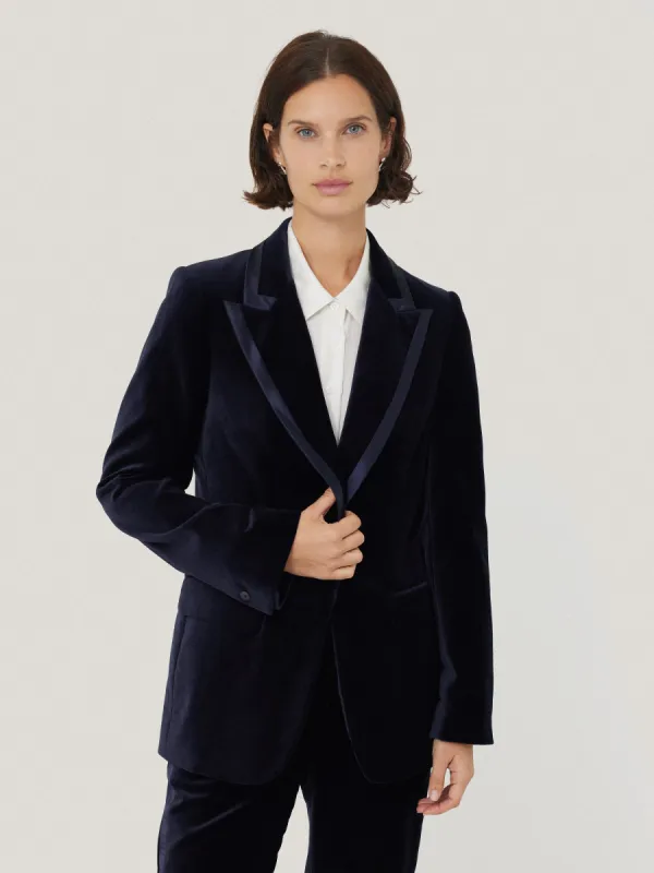 Ashby Velvet Blazer | Navy sold by Jigsaw