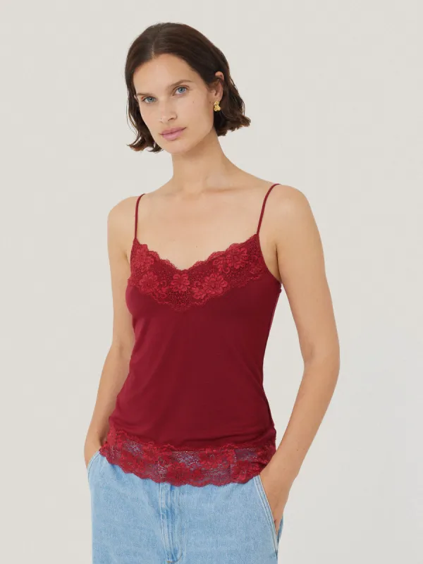 Modal Lace Vest | Cinema Red sold by Jigsaw