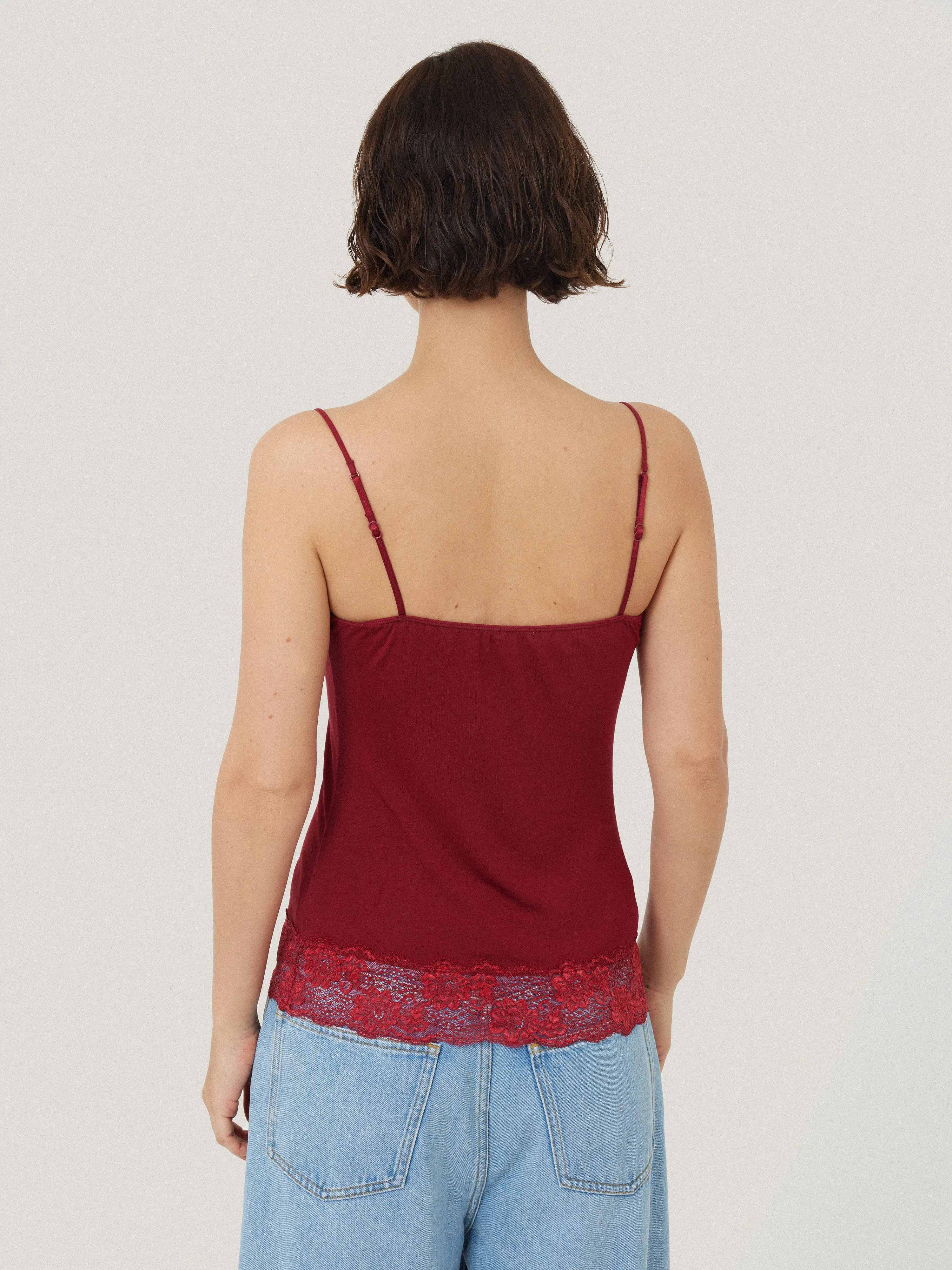 Modal Lace Vest | Cinema Red sold by Jigsaw product image thumbnail 5