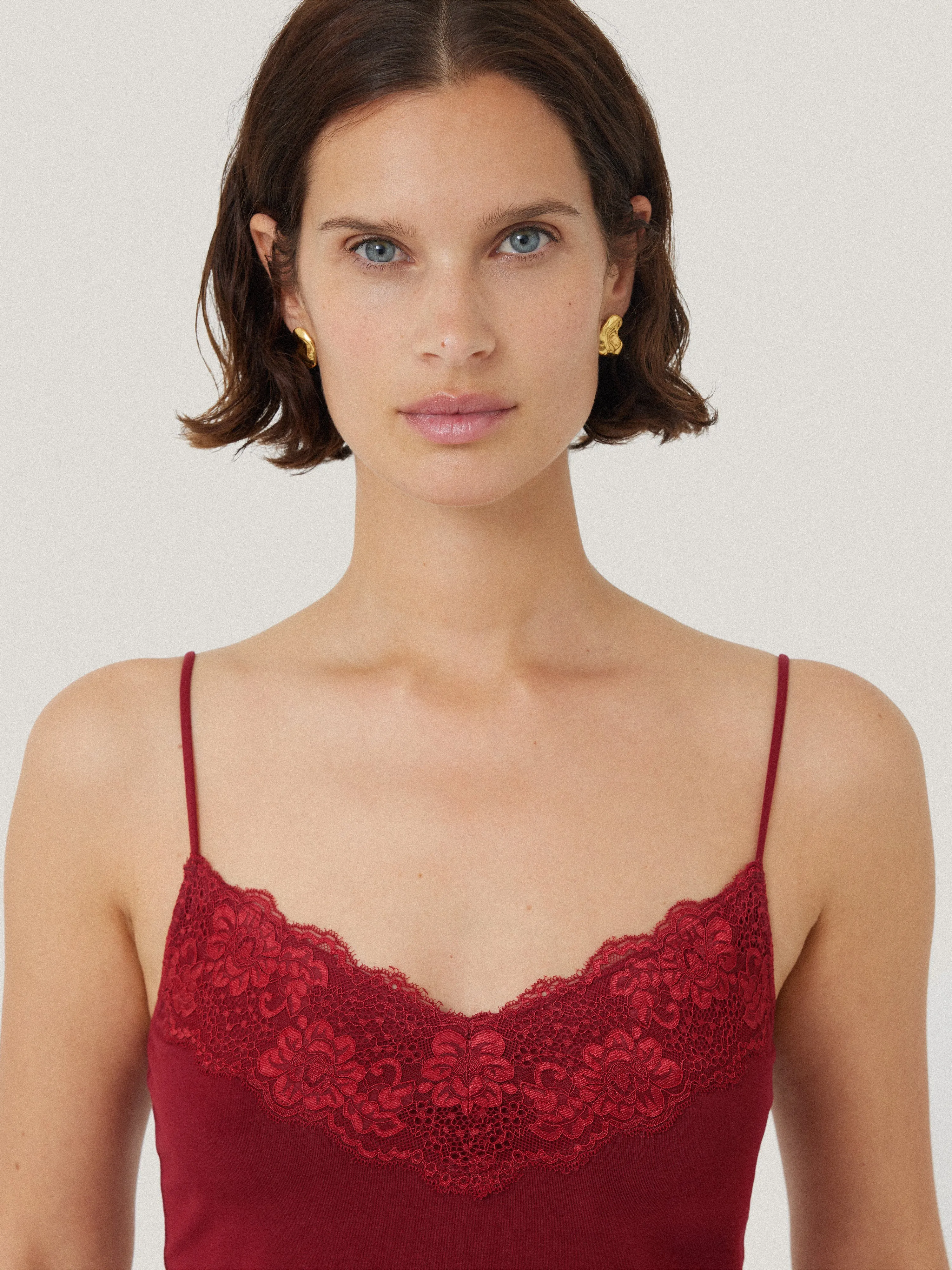 Modal Lace Vest | Cinema Red sold by Jigsaw product image thumbnail 2