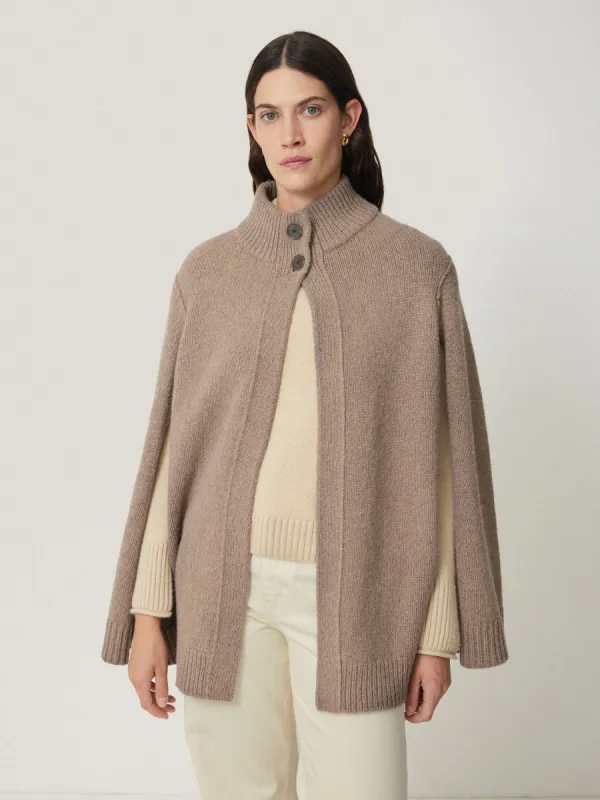 Deconstructed Knitted Cape | Taupe sold by Jigsaw