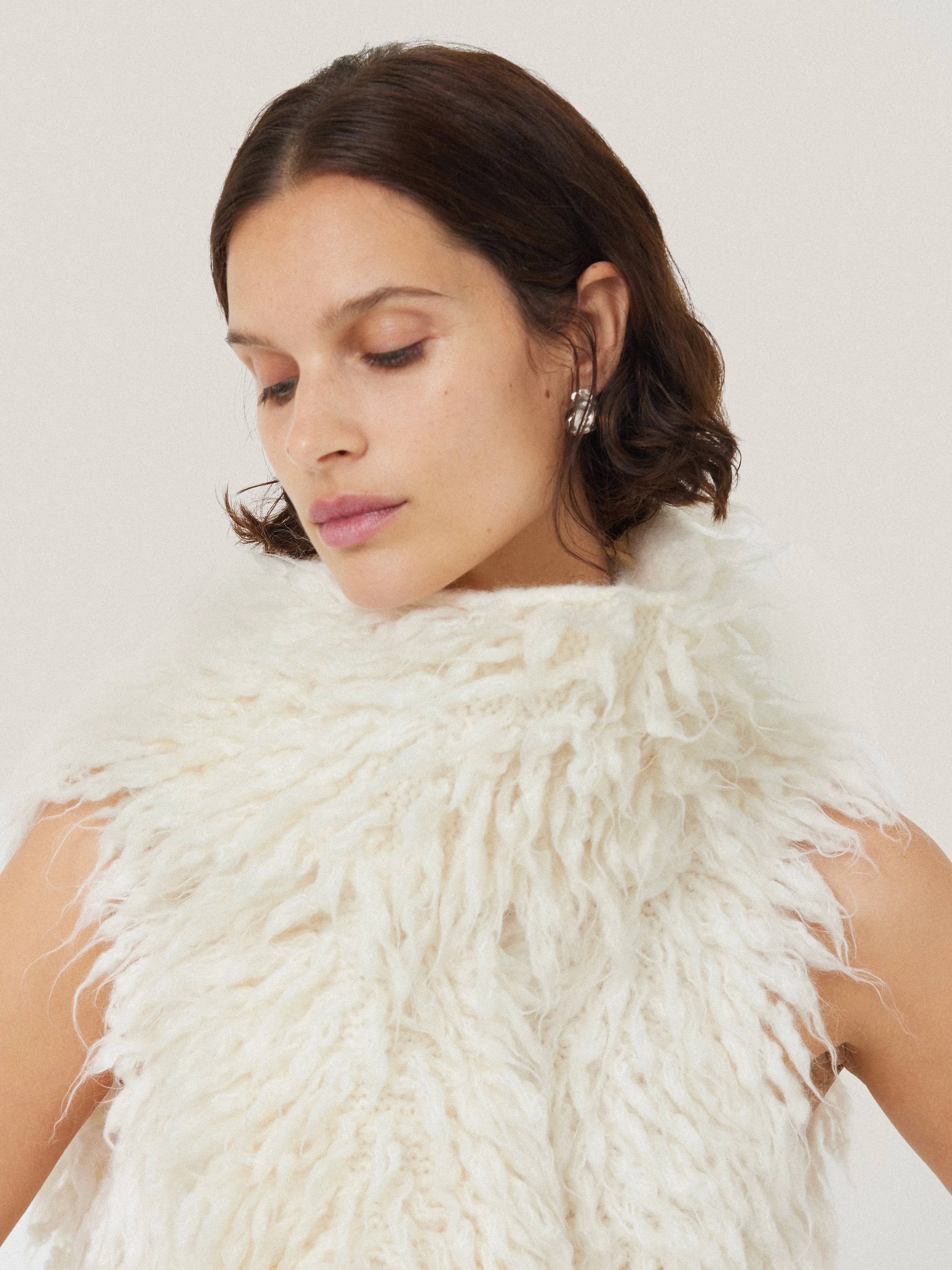 Looped Knitted Scarf | Cream sold by Jigsaw product image thumbnail 3