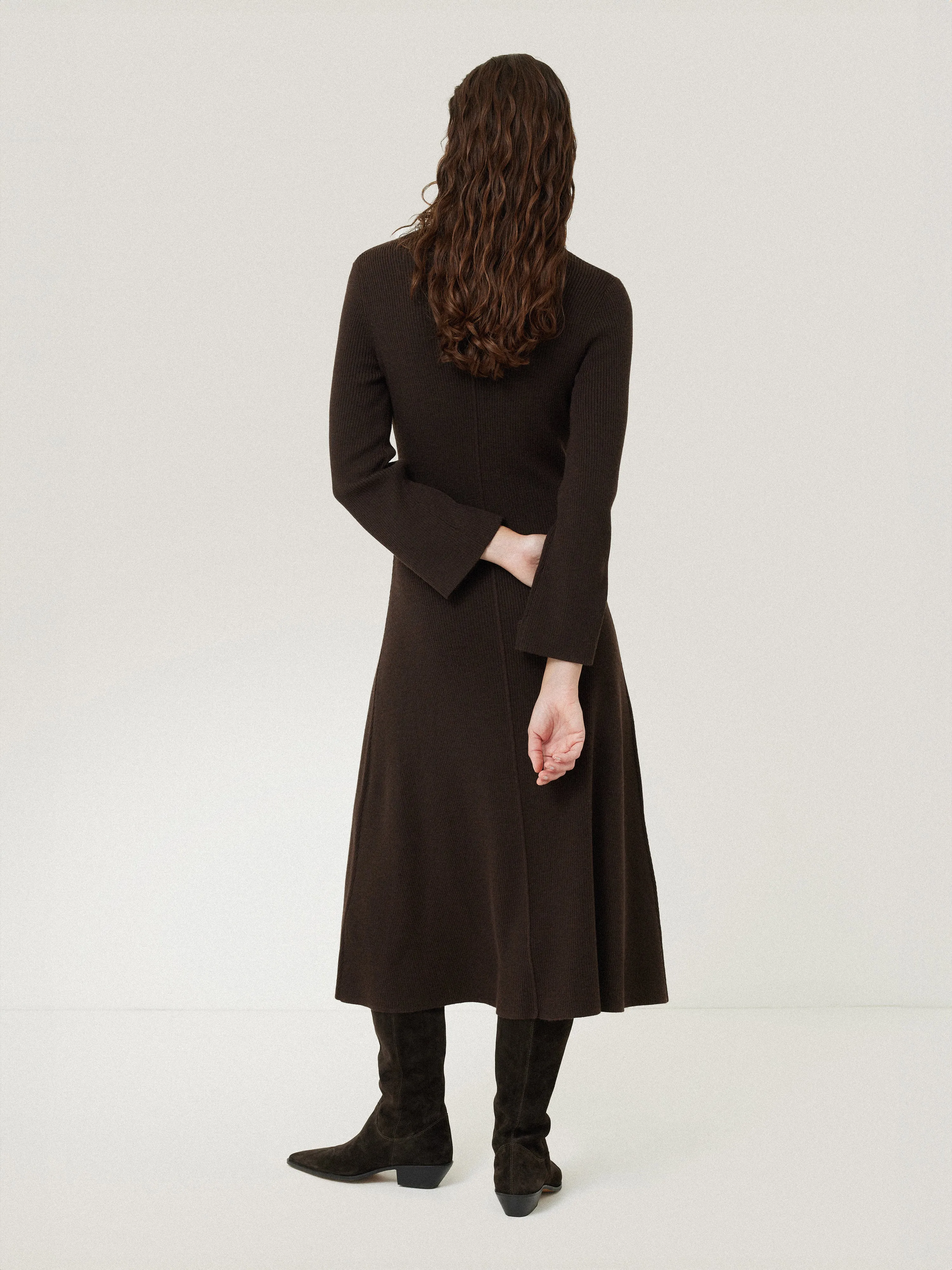 Lattice Trim Knitted Dress | Brown sold by Jigsaw product image thumbnail 5