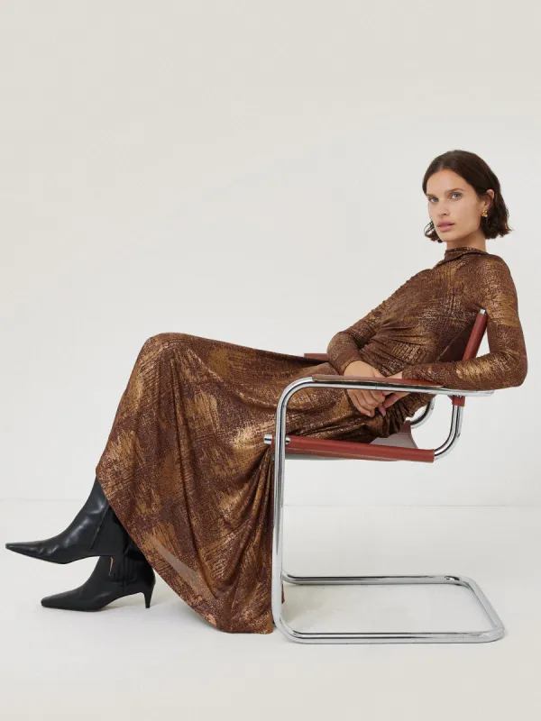Brushed Bronze Draped Dress | Bronze sold by Jigsaw