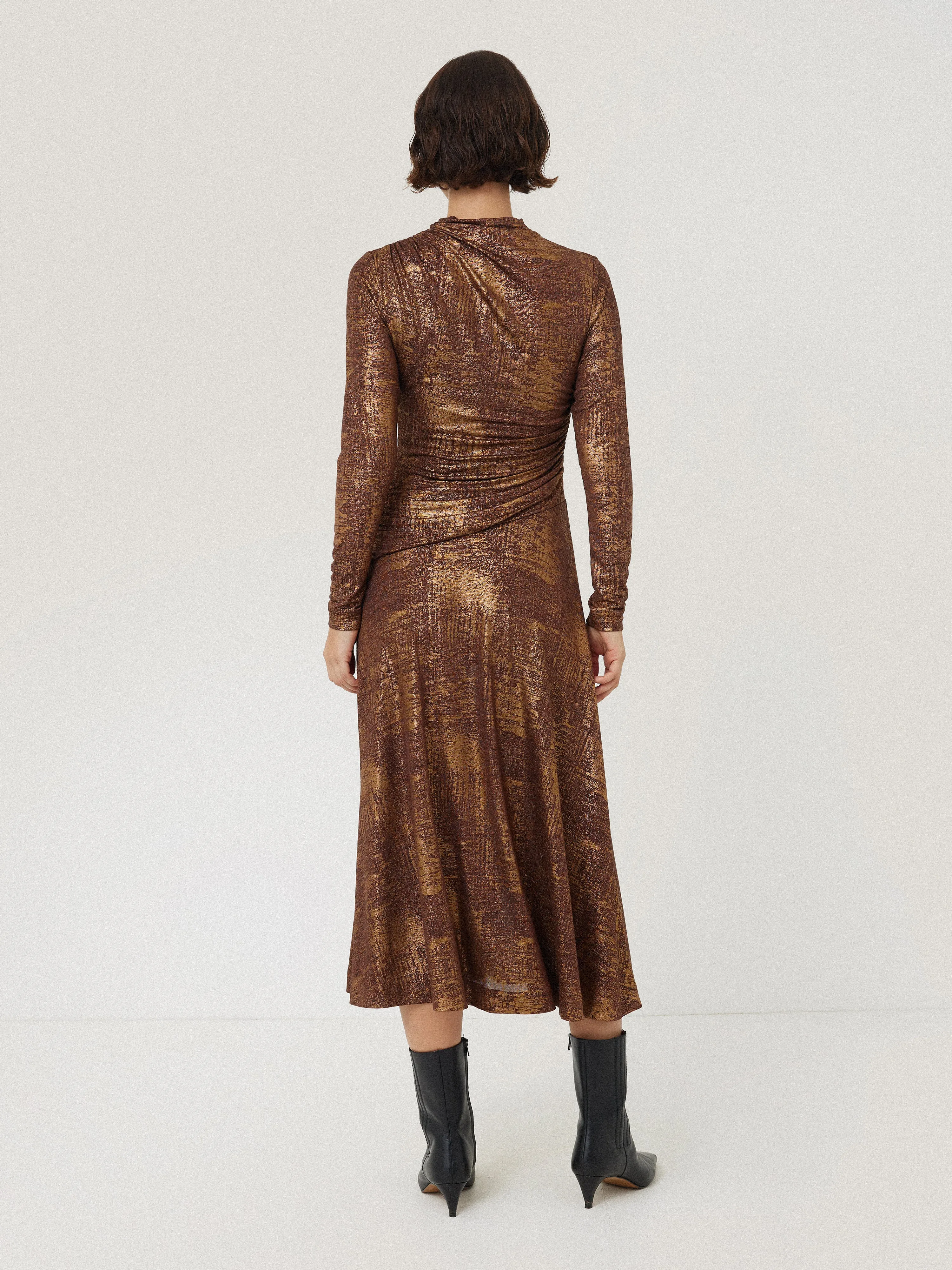 Brushed Bronze Draped Dress | Bronze sold by Jigsaw product image thumbnail 5