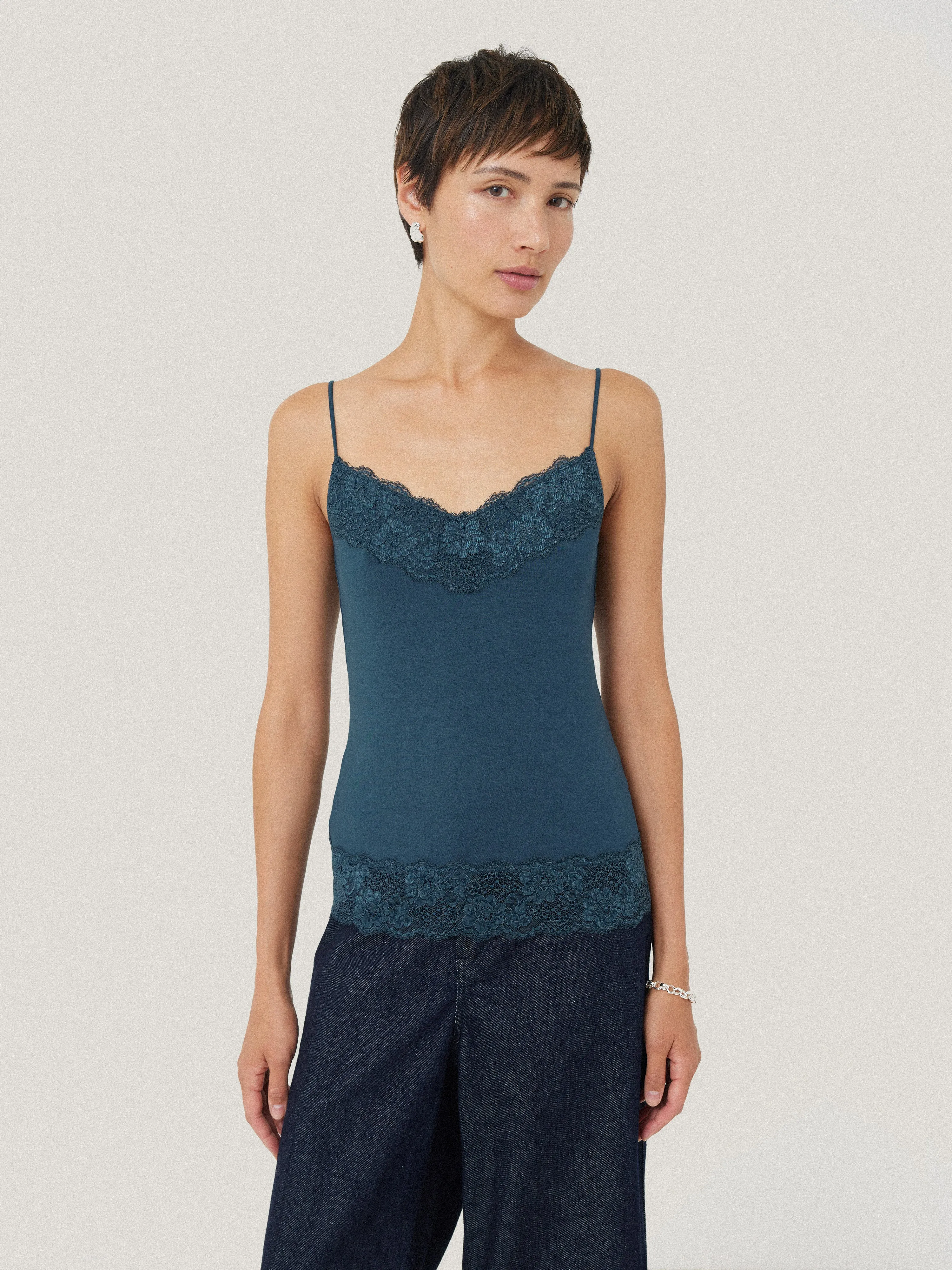 Modal Lace Vest | Smoke sold by Jigsaw