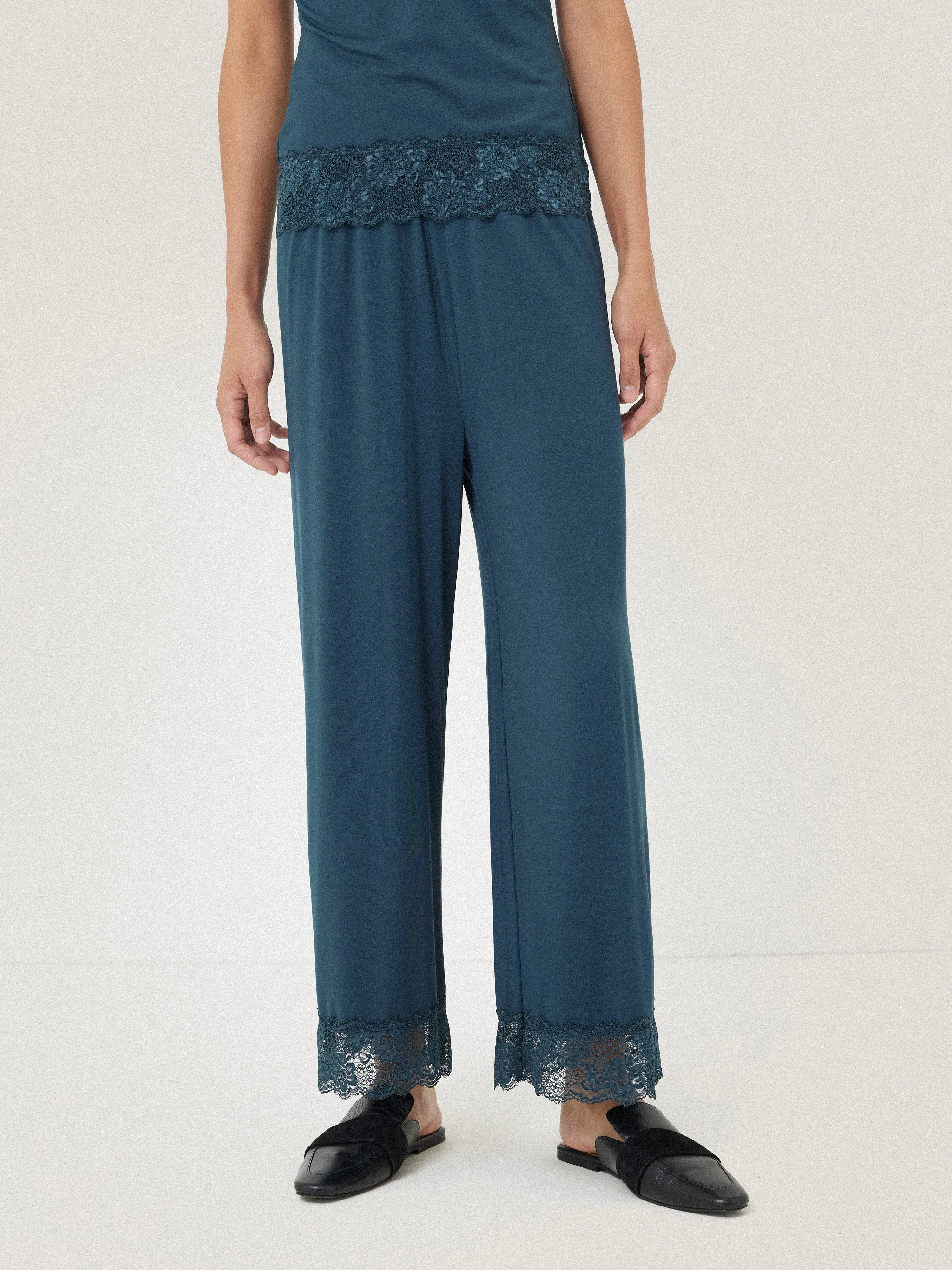 Modal Lace Pyjama Trouser | Grey sold by Jigsaw