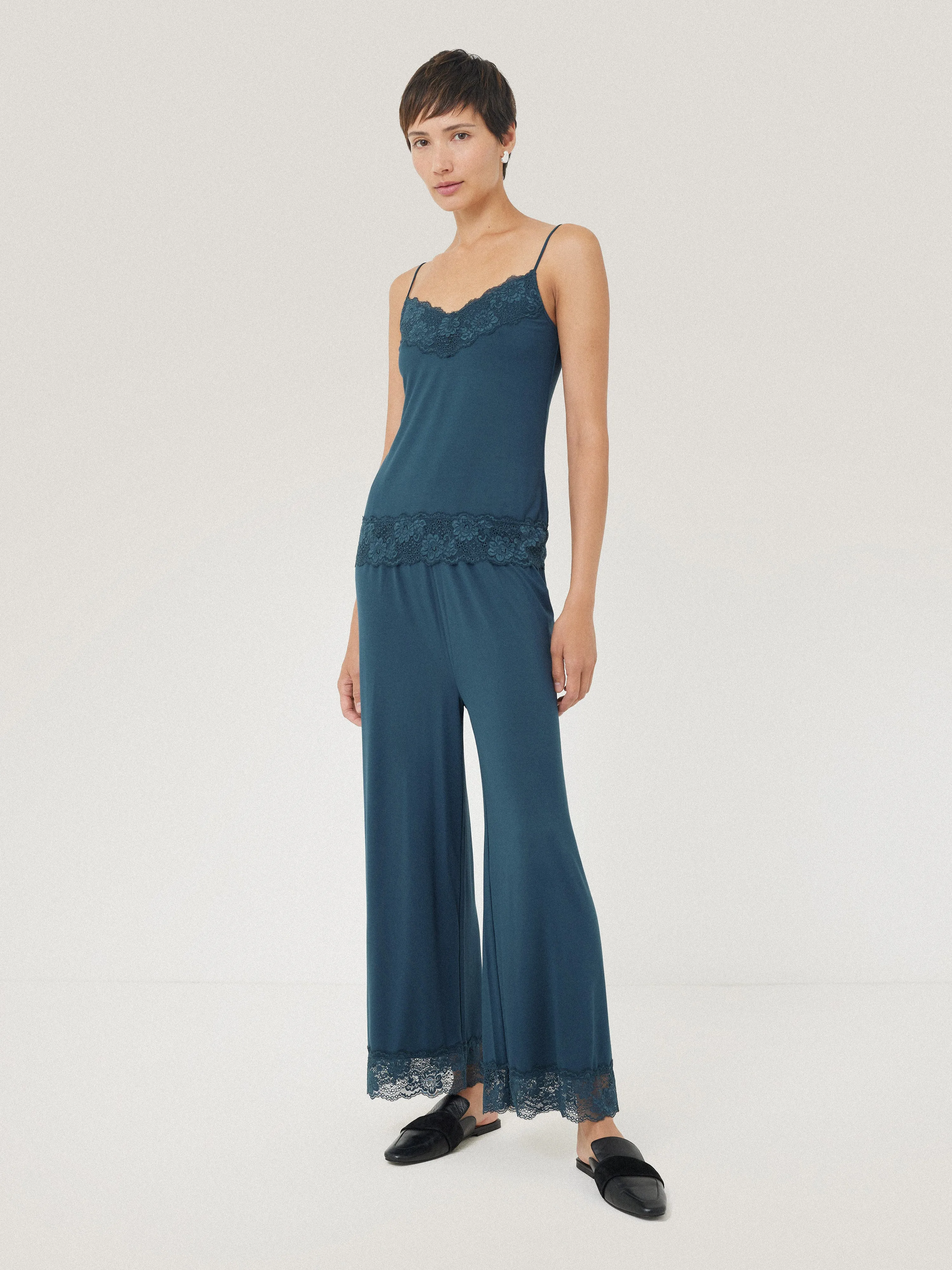 Modal Lace Pyjama Trouser | Grey sold by Jigsaw product image thumbnail 3