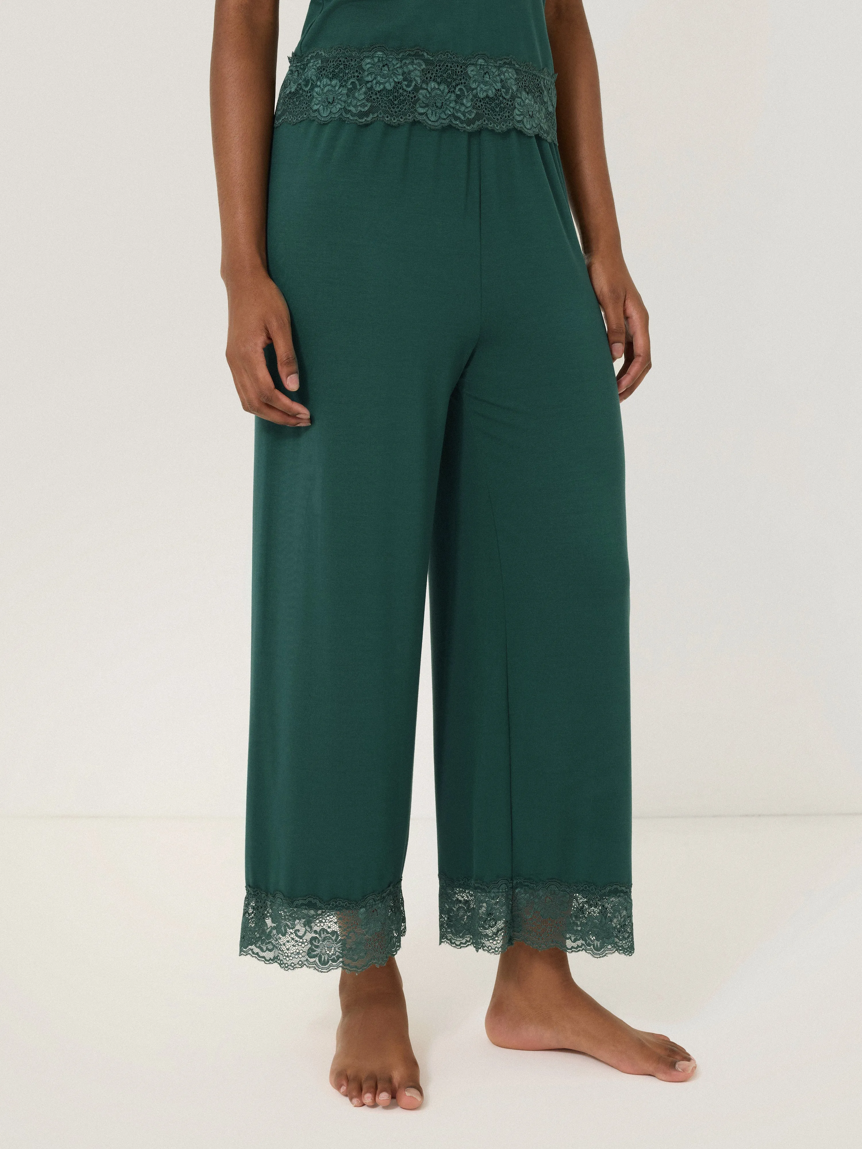 Modal Lace Pyjama Trouser | Green sold by Jigsaw product image thumbnail 3
