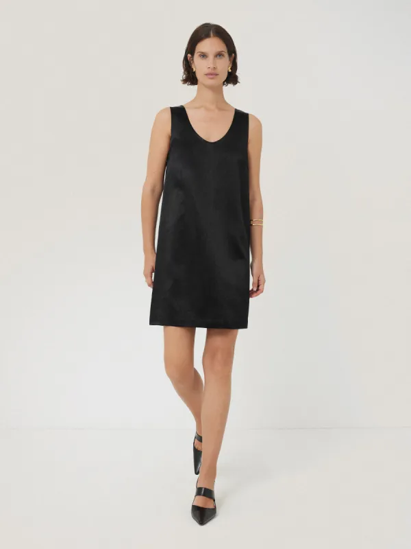 Bonded Satin Mini Dress | Black sold by Jigsaw