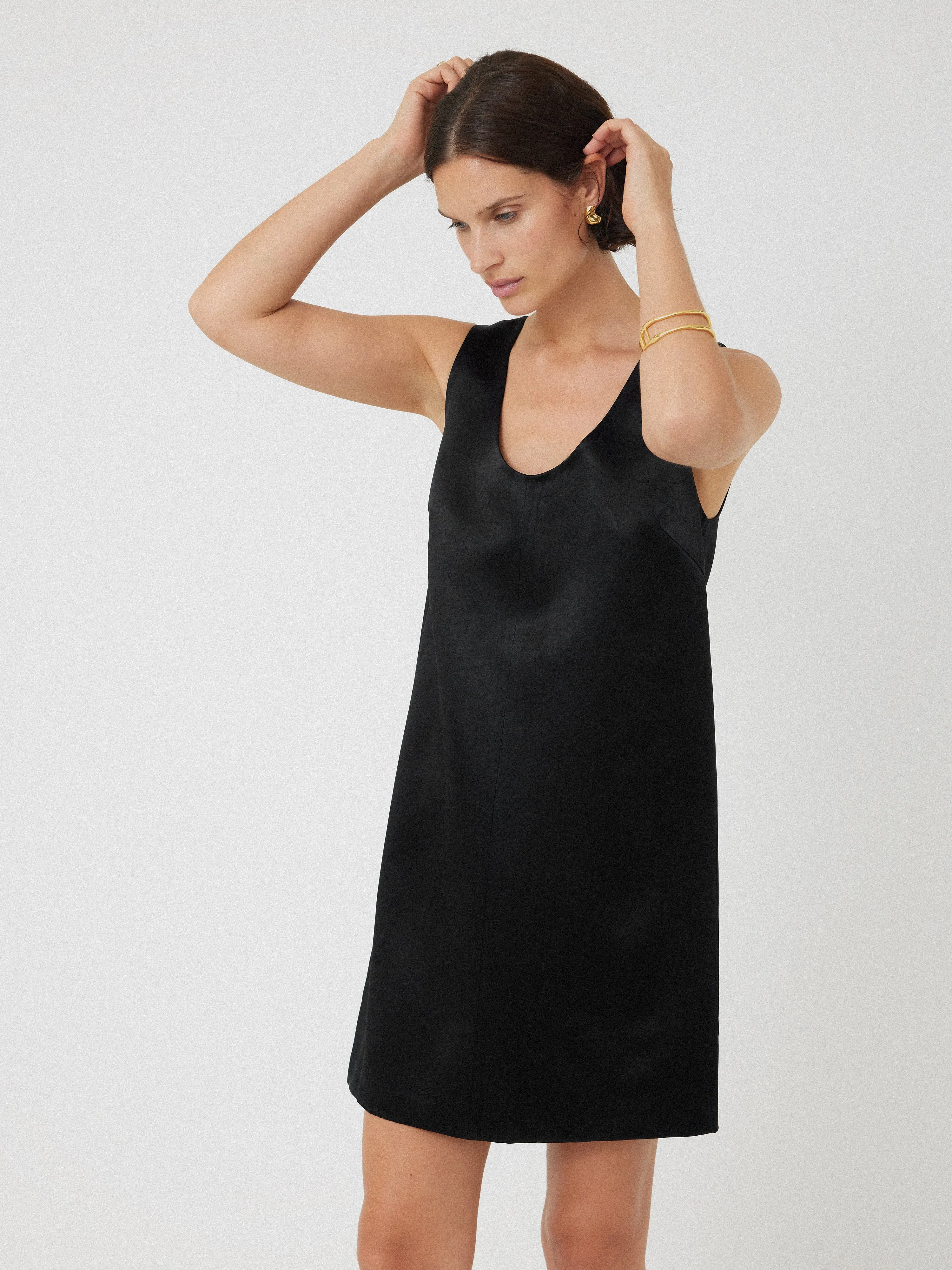 Bonded Satin Mini Dress | Black sold by Jigsaw product image thumbnail 3