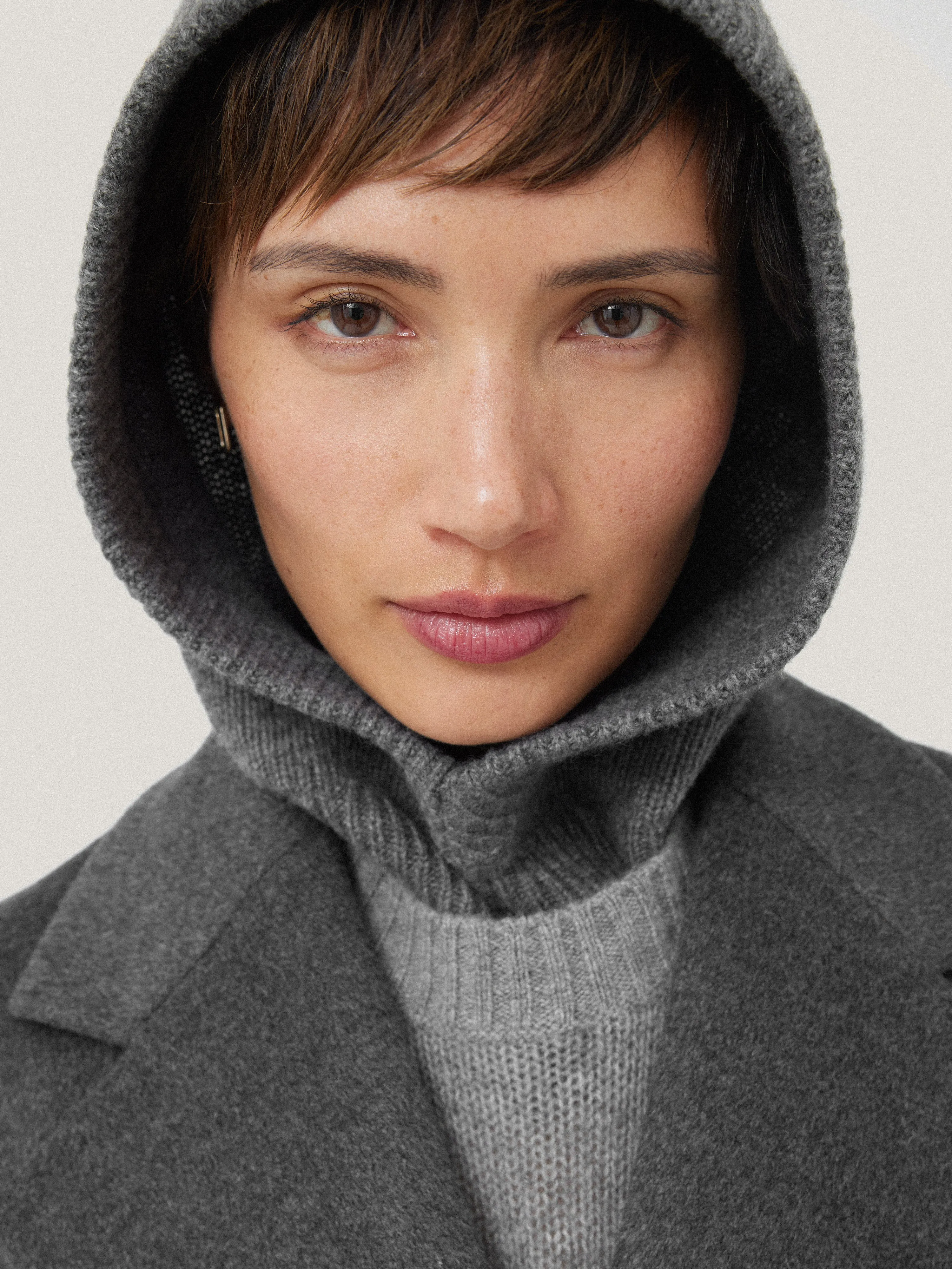 Wool Cashmere Blend Hooded Snood | Grey sold by Jigsaw product image thumbnail 2