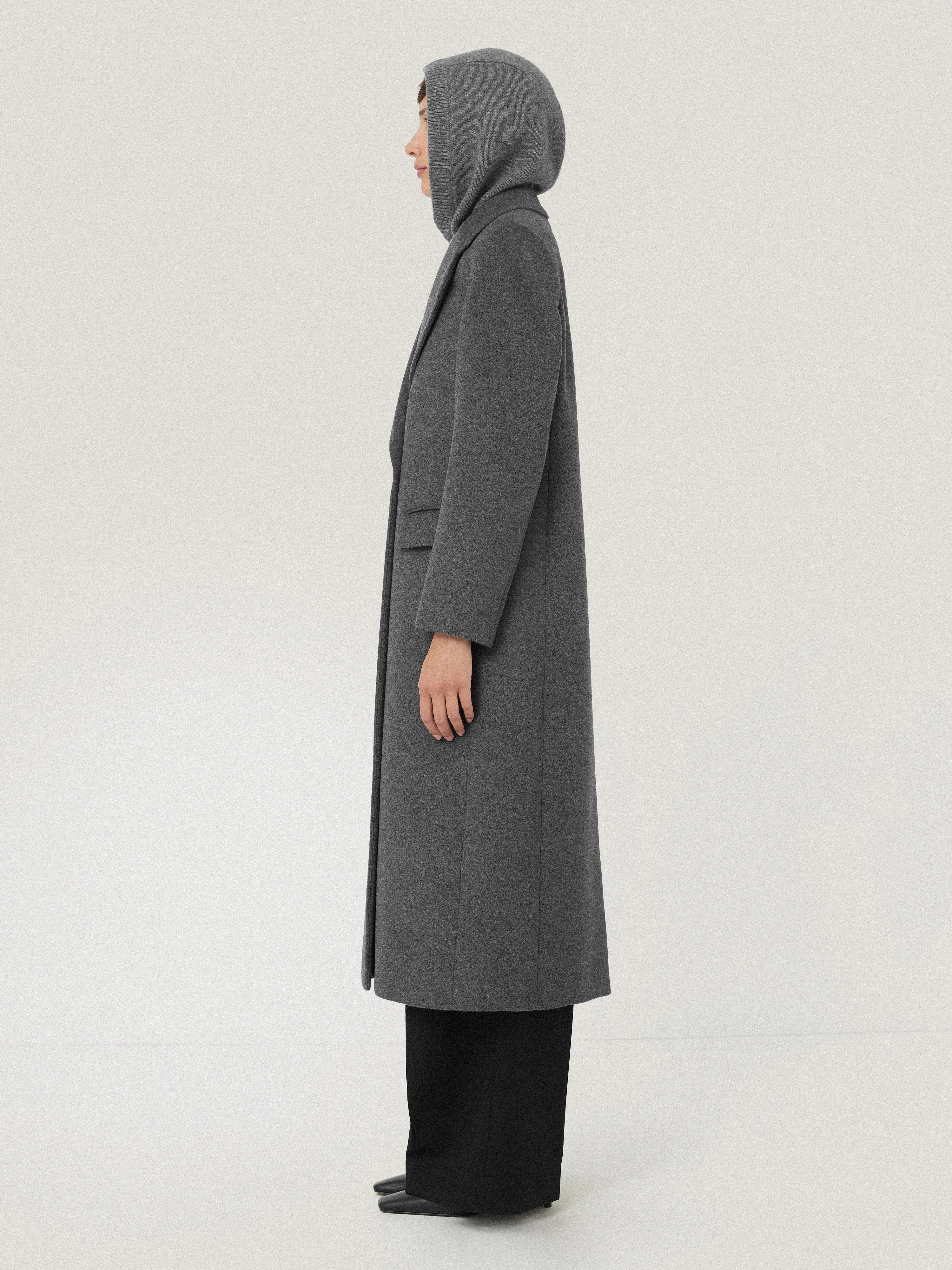 Wool Cashmere Blend Hooded Snood | Grey sold by Jigsaw product image thumbnail 4