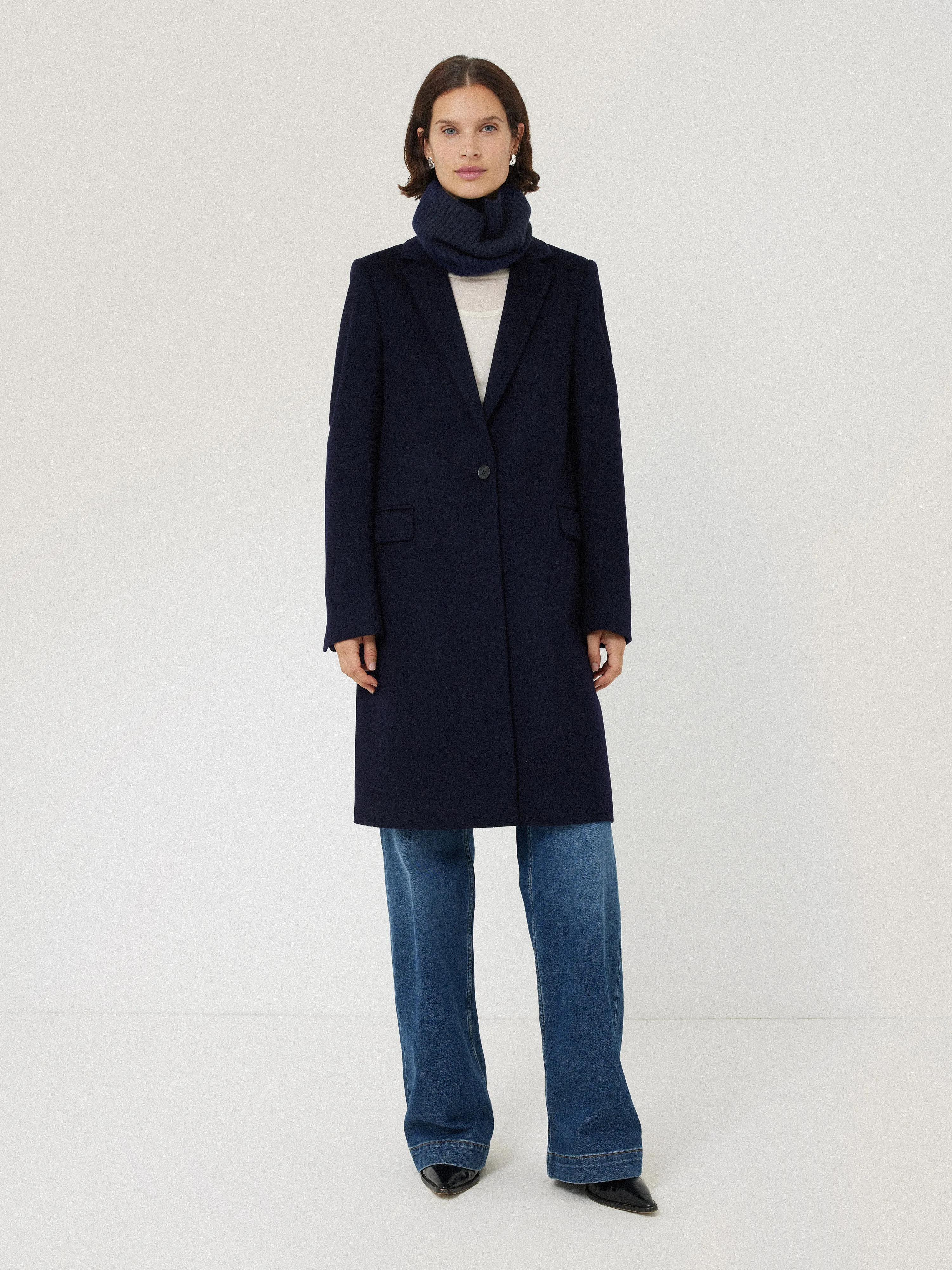 Wool Cashmere Blend Snood | Navy sold by Jigsaw product image thumbnail 3