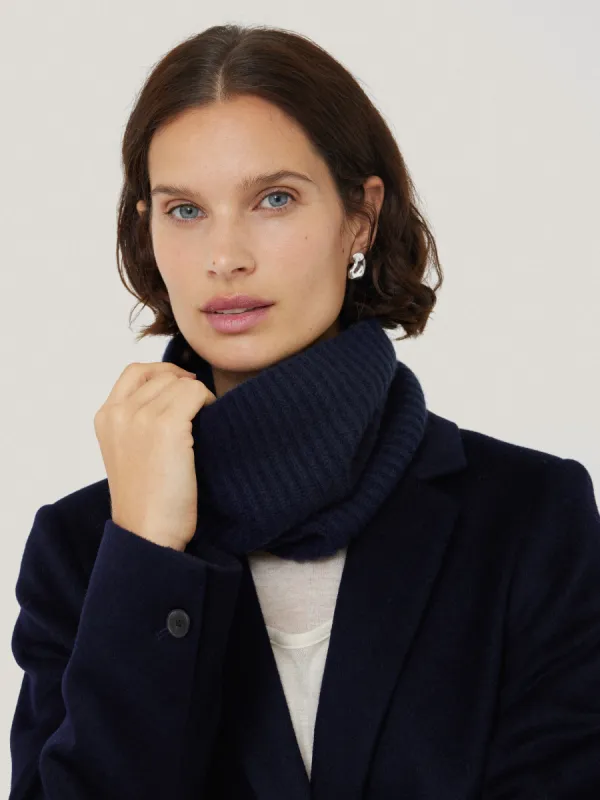 Wool Cashmere Blend Snood | Navy sold by Jigsaw