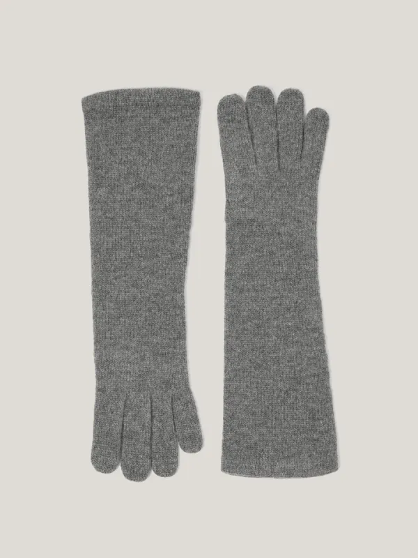 Wool Cashmere Long Gloves | Grey sold by Jigsaw