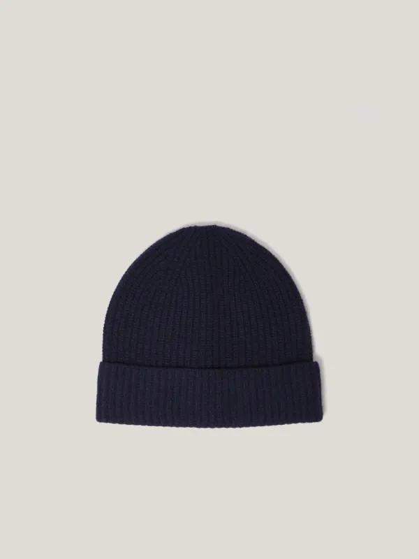 Wool Cashmere Blend Beanie | Navy sold by Jigsaw