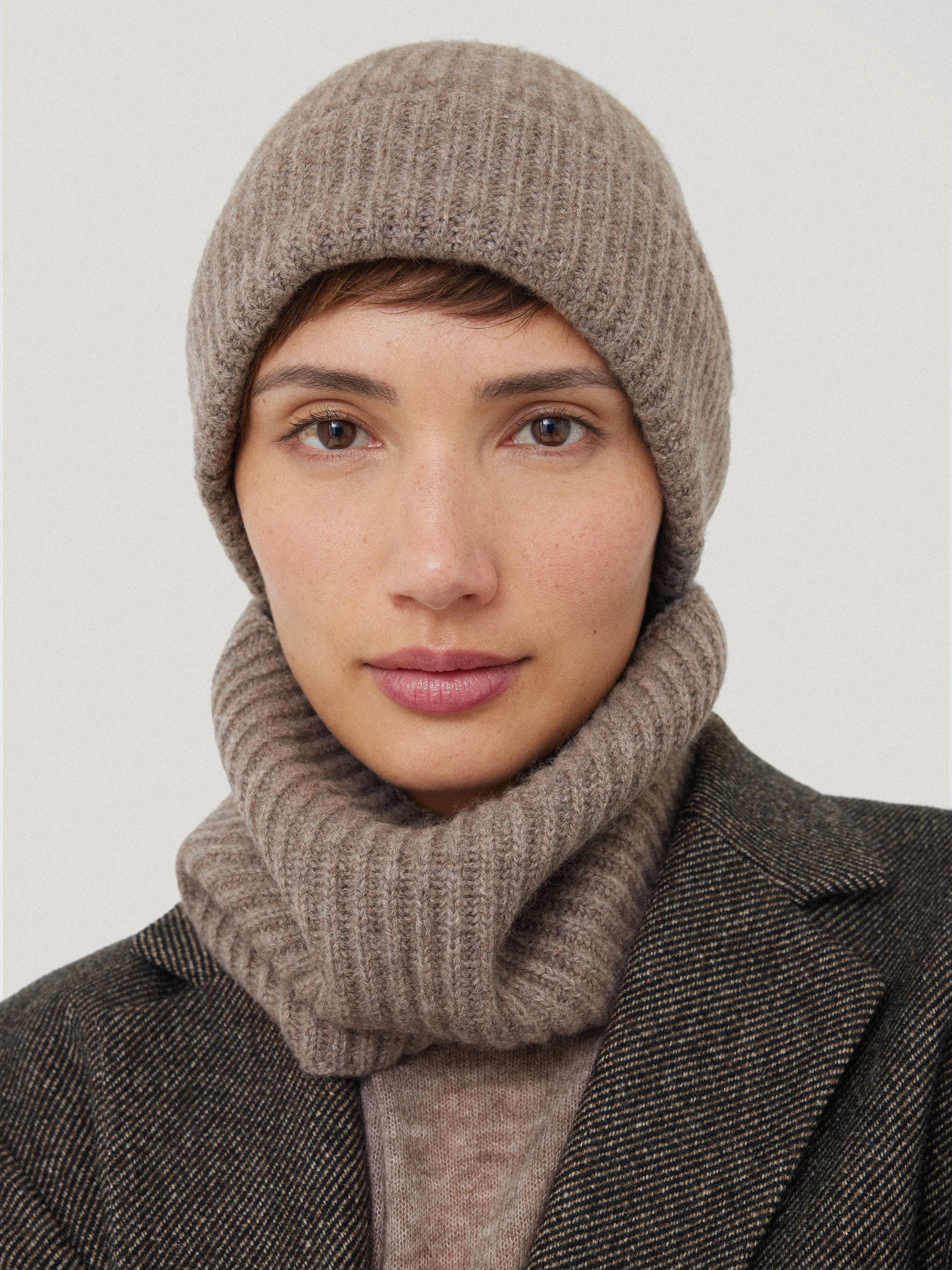 Wool Cashmere Blend Beanie | Oatmeal sold by Jigsaw product image thumbnail 2