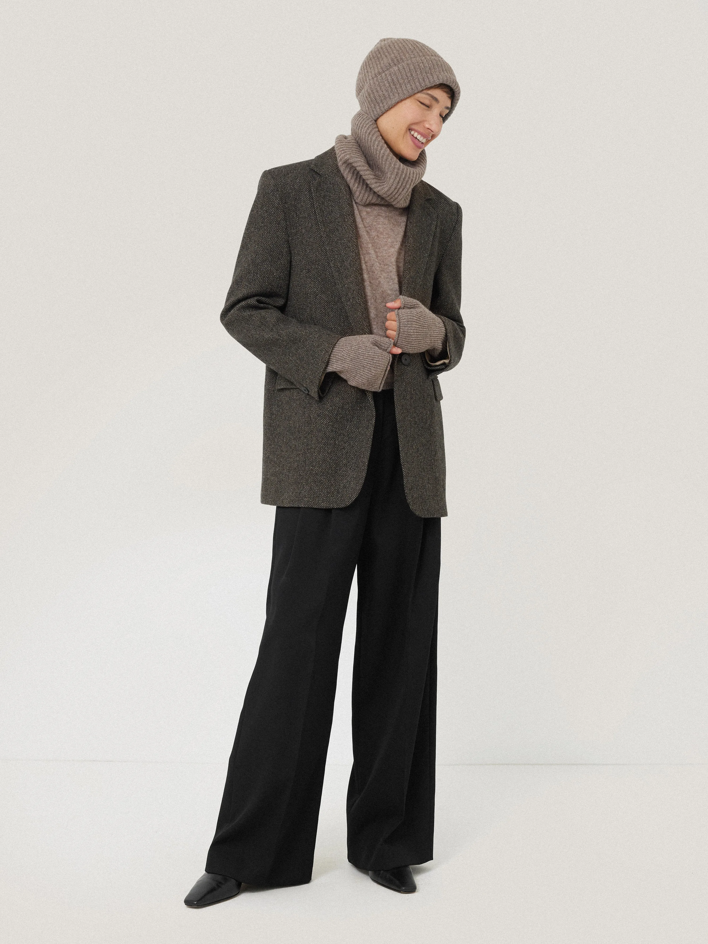 Wool Cashmere Blend Beanie | Oatmeal sold by Jigsaw product image thumbnail 4