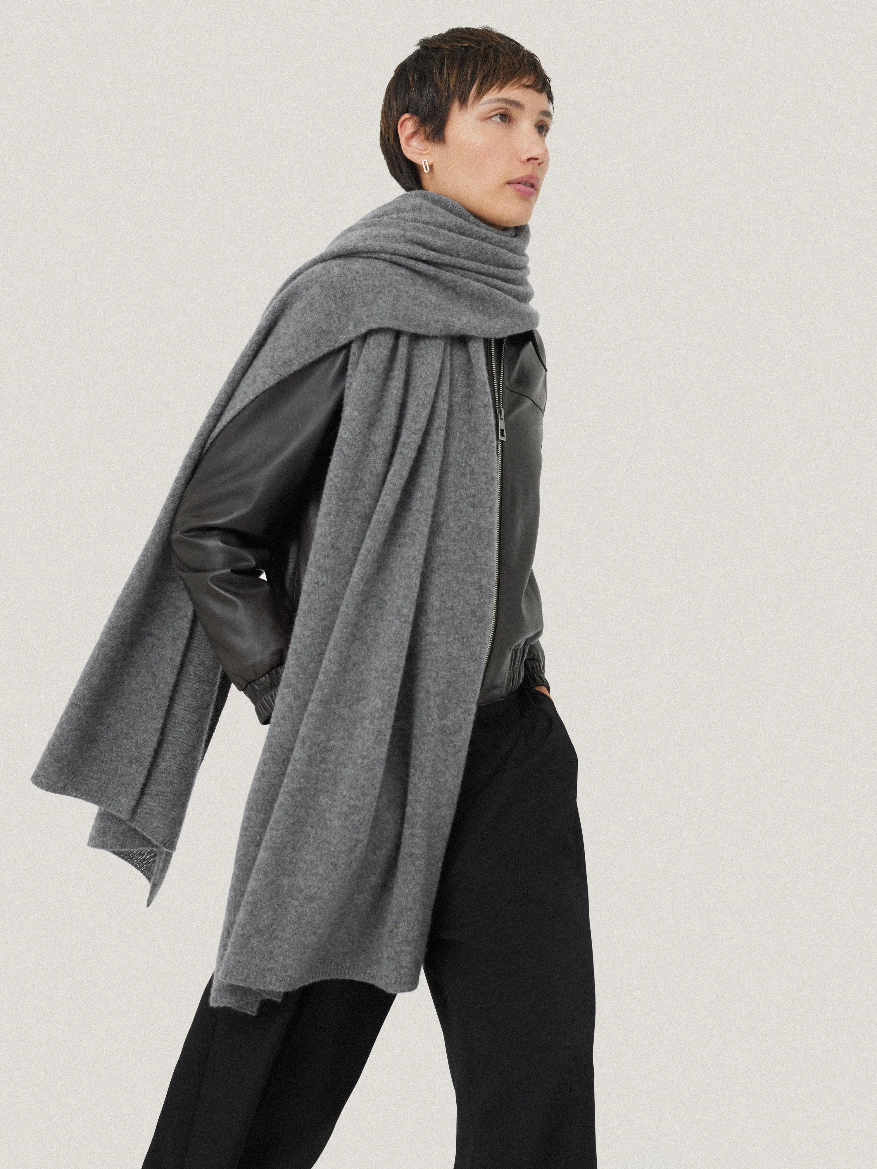 Pure Cashmere Scarf | Mid Grey sold by Jigsaw product image thumbnail 2