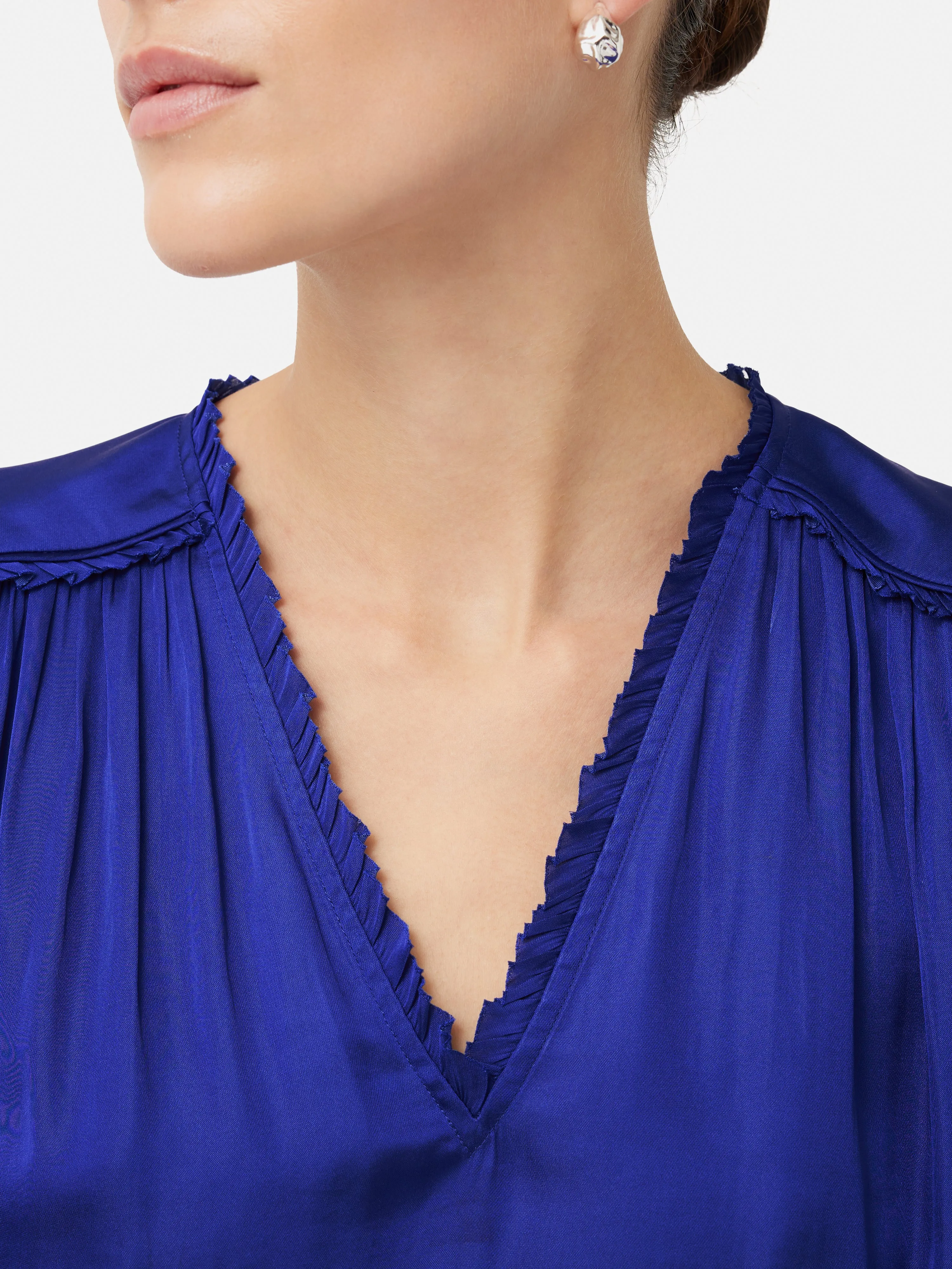 Recycled Satin V Neck Top | Blue sold by Jigsaw product image thumbnail 2
