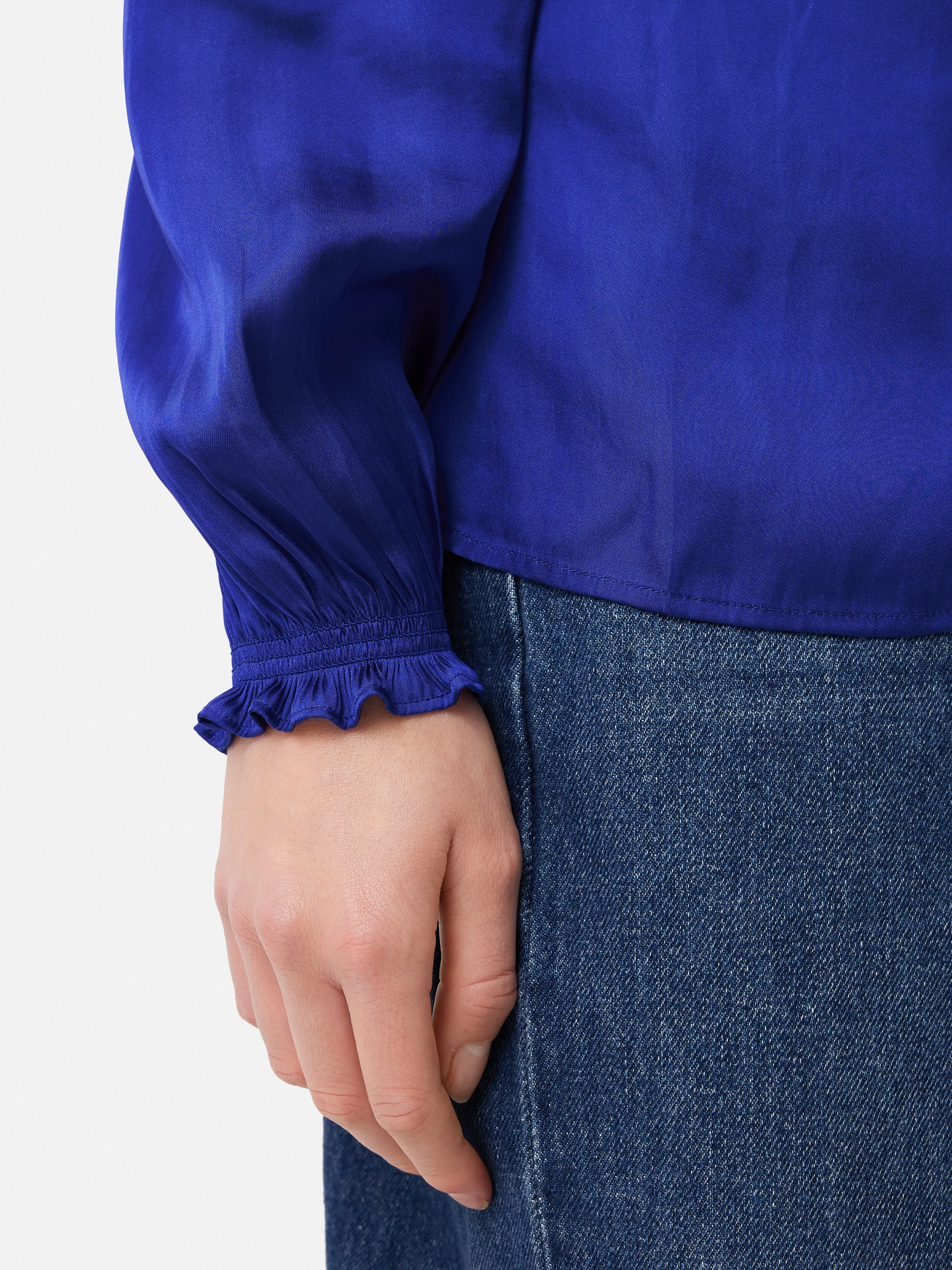 Recycled Satin V Neck Top | Blue sold by Jigsaw product image thumbnail 4