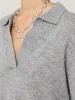 Wool Cashmere Blend Collar Jumper | Light Grey sold by Jigsaw