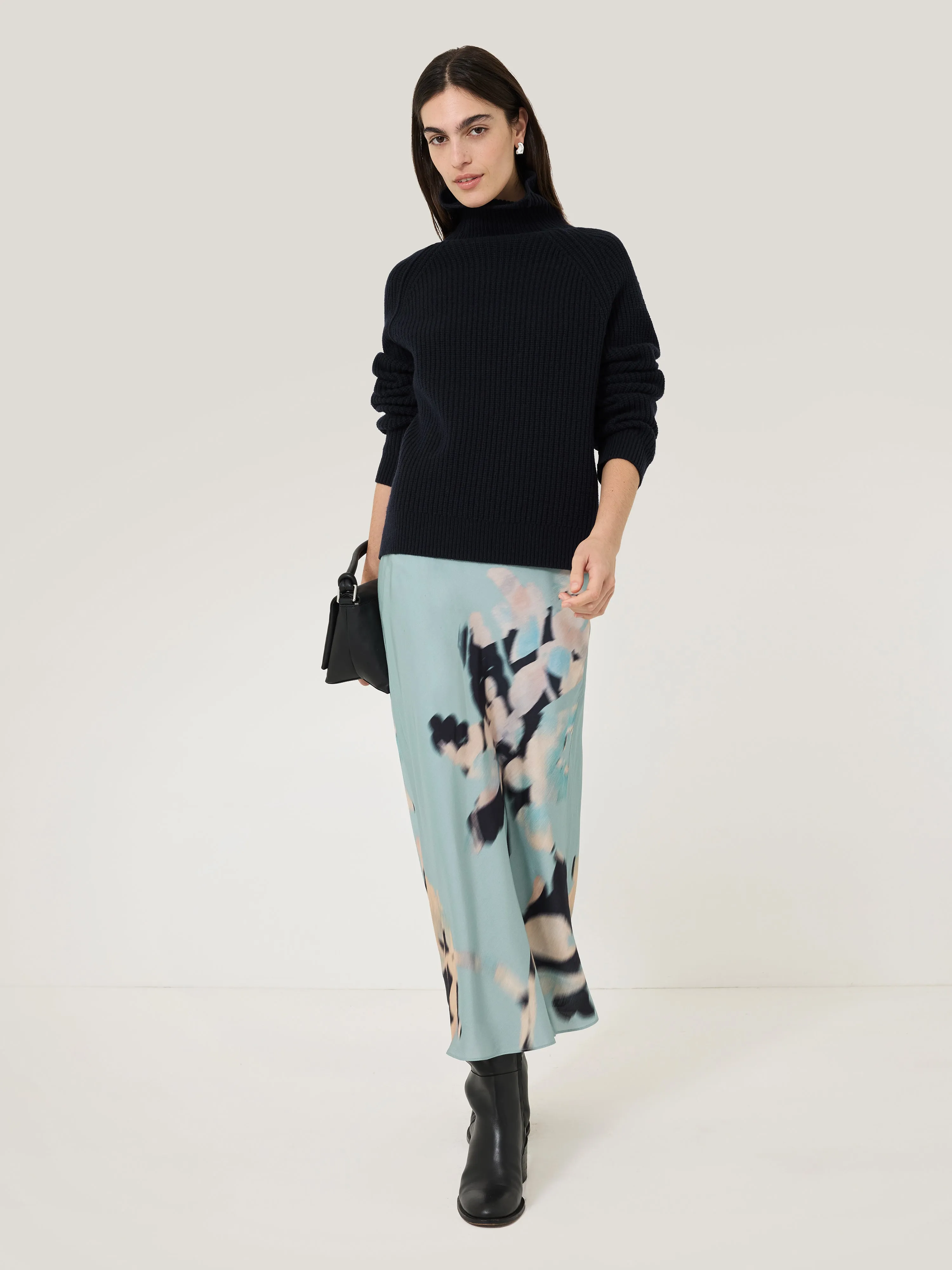 Floral Drift Silk Blend Skirt | Blue sold by Jigsaw product image thumbnail 3