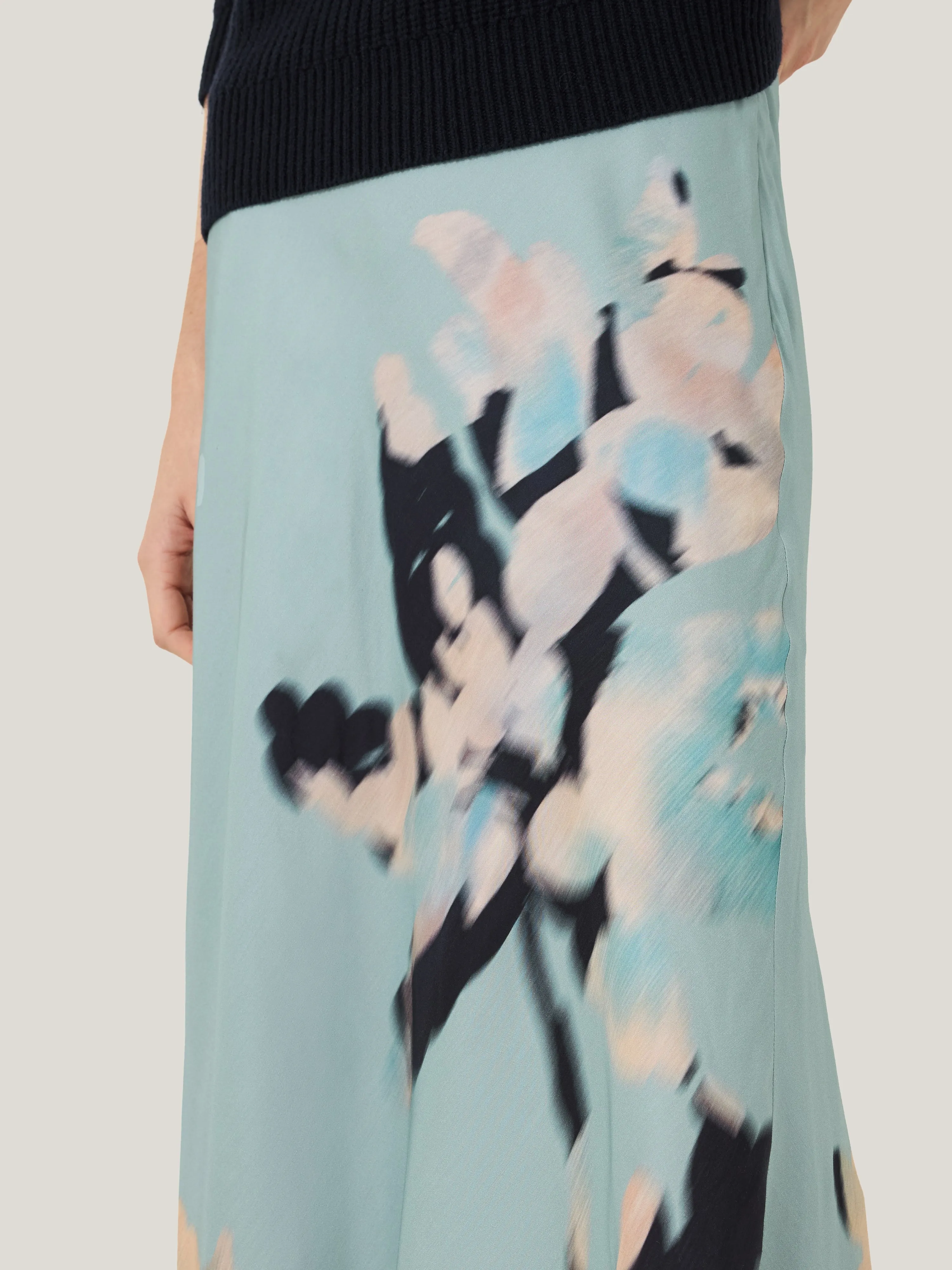 Floral Drift Silk Blend Skirt | Blue sold by Jigsaw product image thumbnail 2