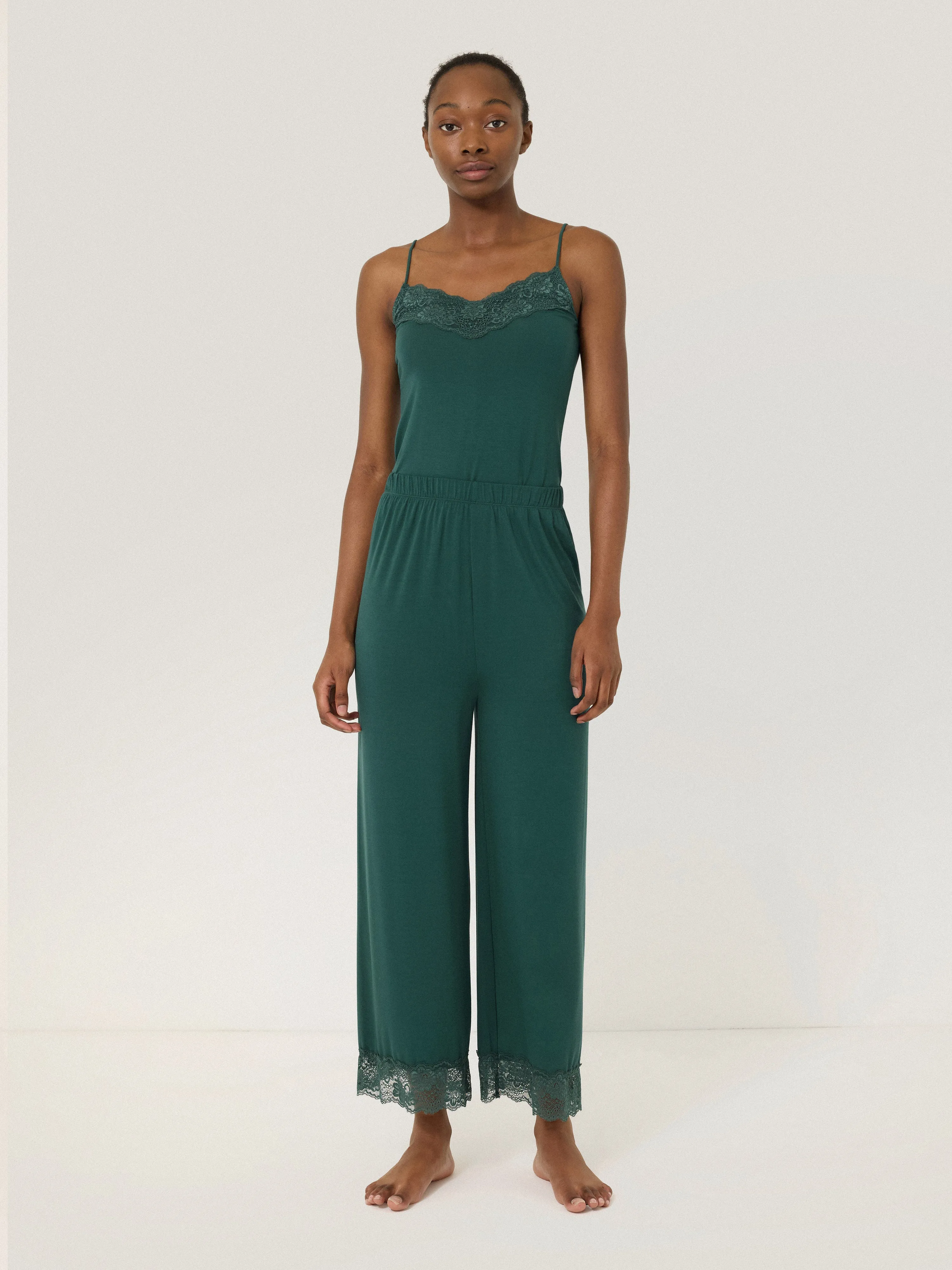 Modal Lace Pyjama Trouser | Green sold by Jigsaw