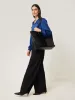 Recycled Satin Ruffle Top | Blue sold by Jigsaw