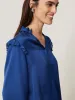 Recycled Satin Ruffle Top | Blue sold by Jigsaw