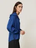 Recycled Satin Ruffle Top | Blue sold by Jigsaw