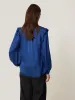 Recycled Satin Ruffle Top | Blue sold by Jigsaw